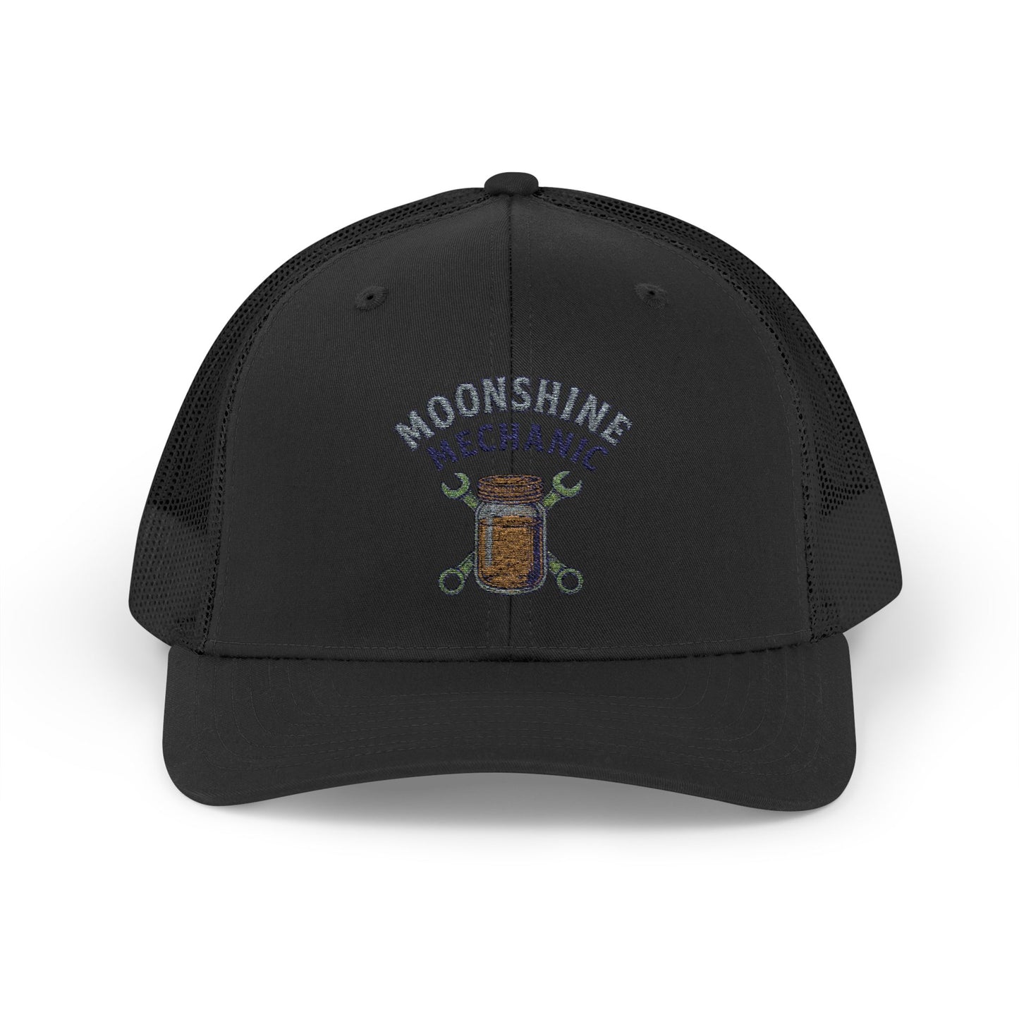 Moonshine Mechanic Trucker Cap – Fixing Problems One Jar at a Time