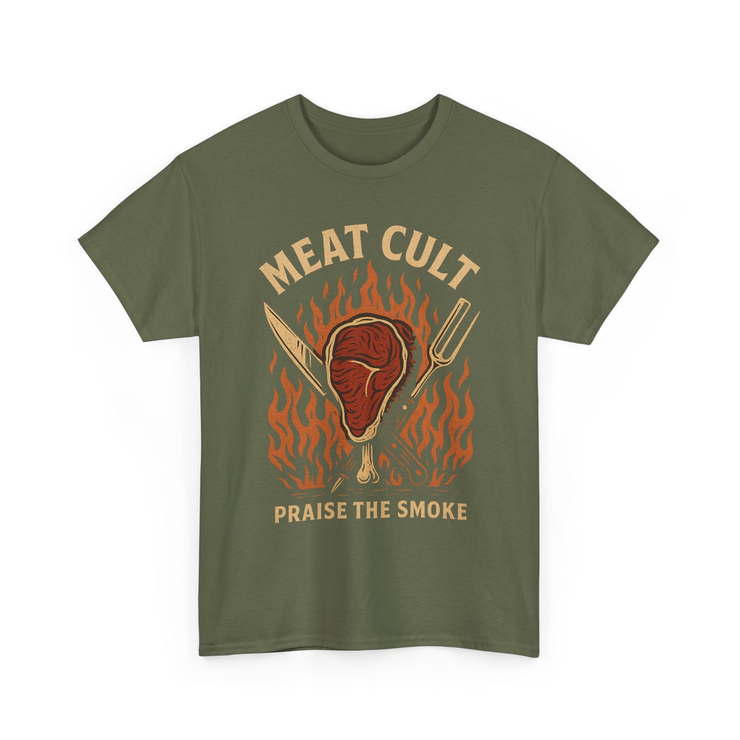 Meat Cult – Praise the Smoke | Outlaw BBQ T-Shirt