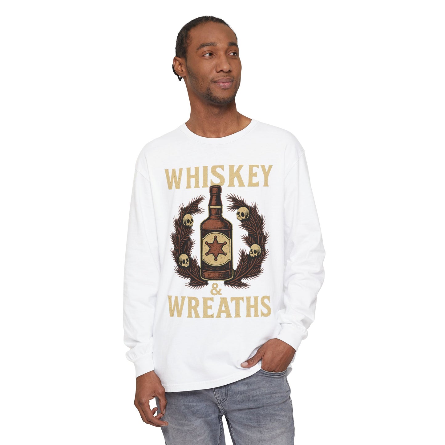 Whiskey & Wreaths – Outlaw Christmas Long Sleeve Tee