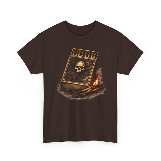 Outlaw Matchbox T-Shirt | Vintage Skull Matchbox Graphic