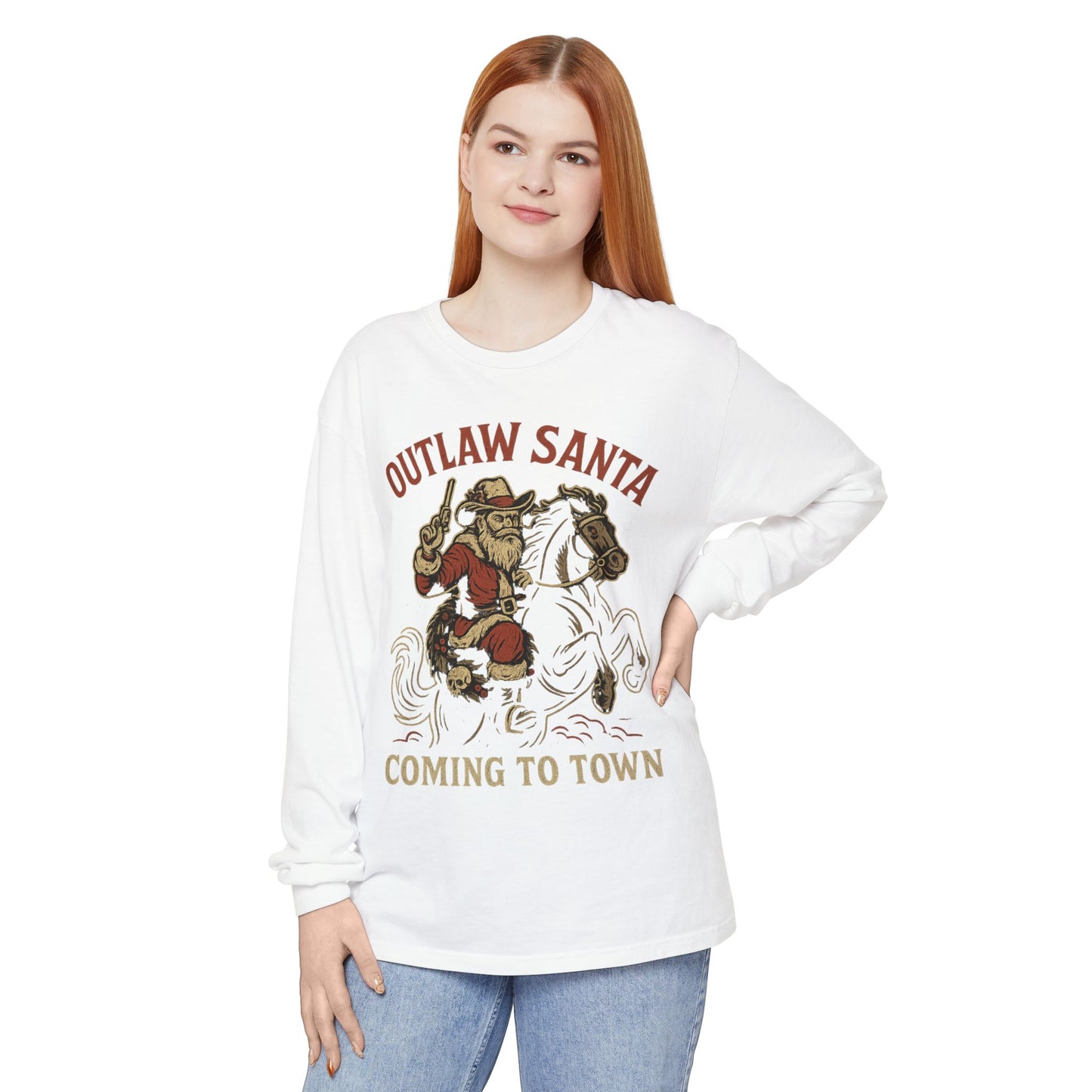 Silent Night in Outlaw Heaven – Western Christmas Long Sleeve Tee