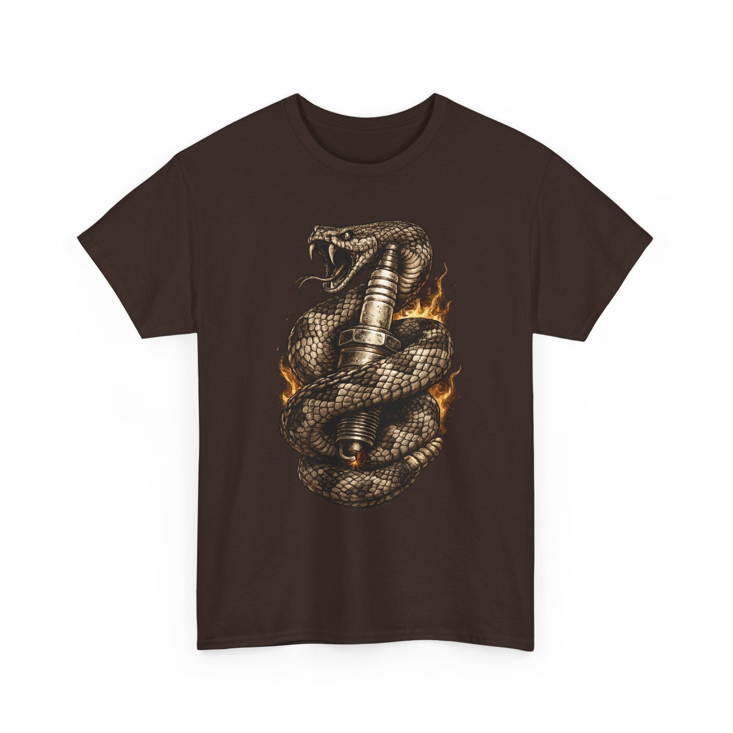 Snake & Spark T-Shirt | Rattlesnake and Spark Plug Graphic