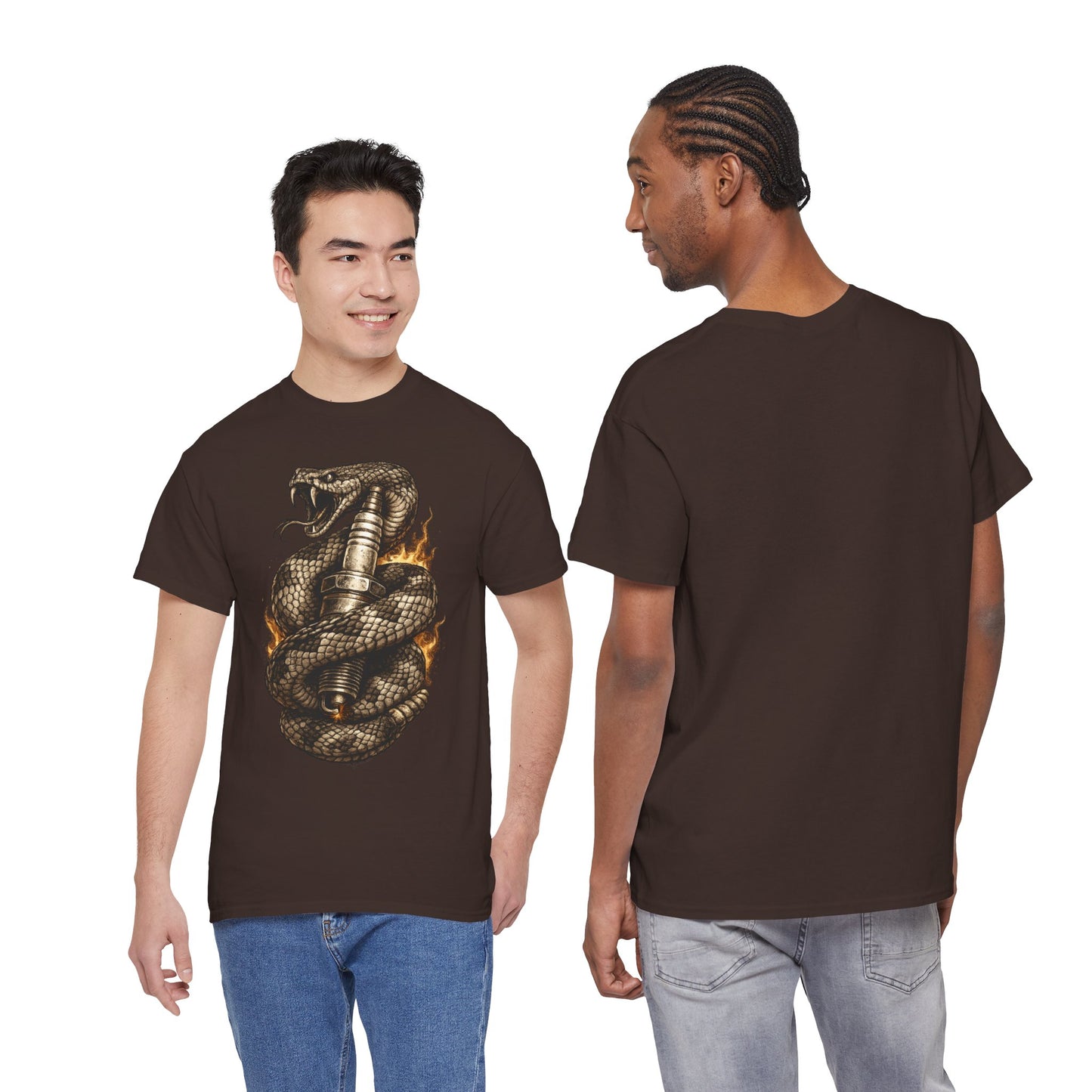 Snake & Spark T-Shirt | Rattlesnake and Spark Plug Graphic