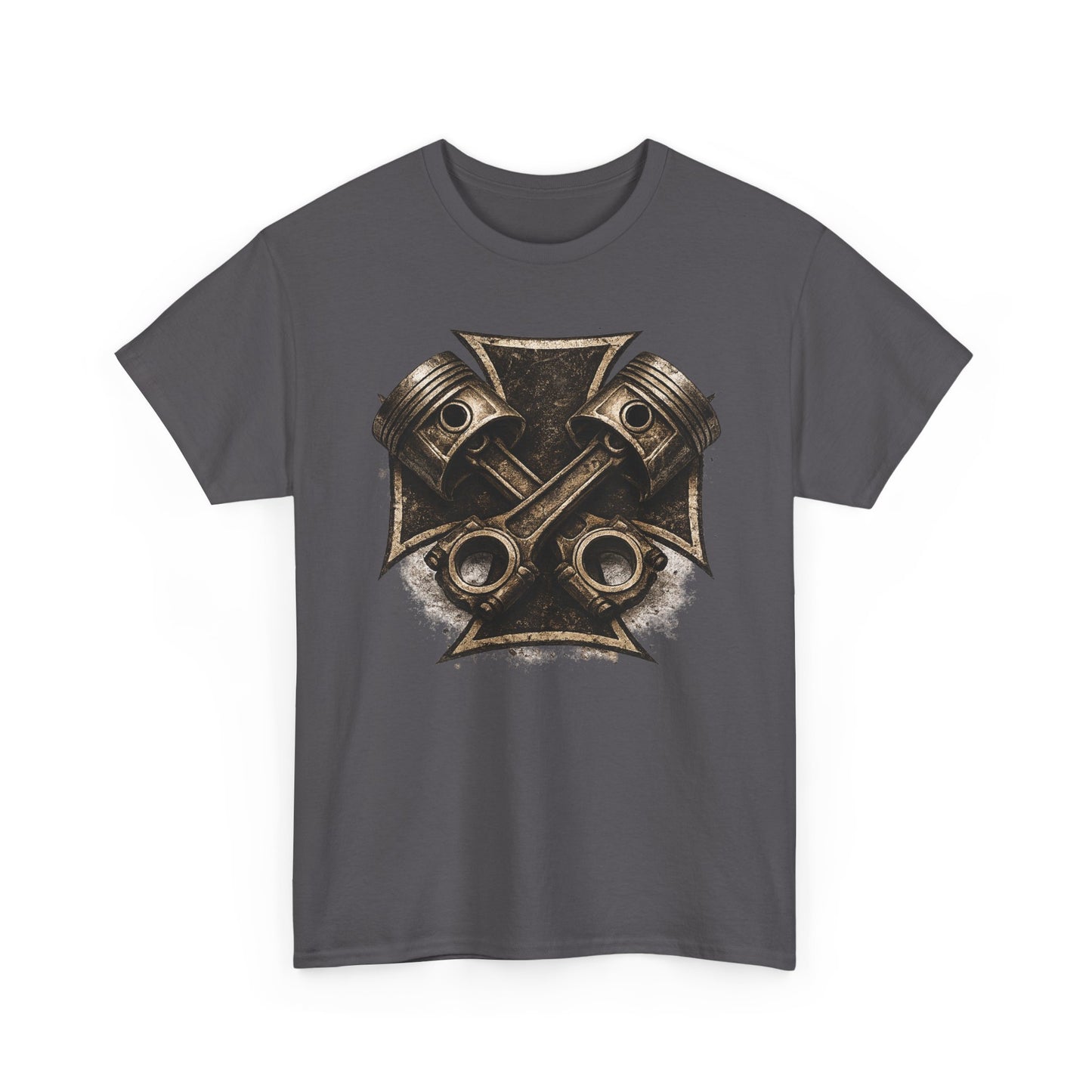 Iron Cross Pistons T-Shirt | Biker Garage Engine Graphic