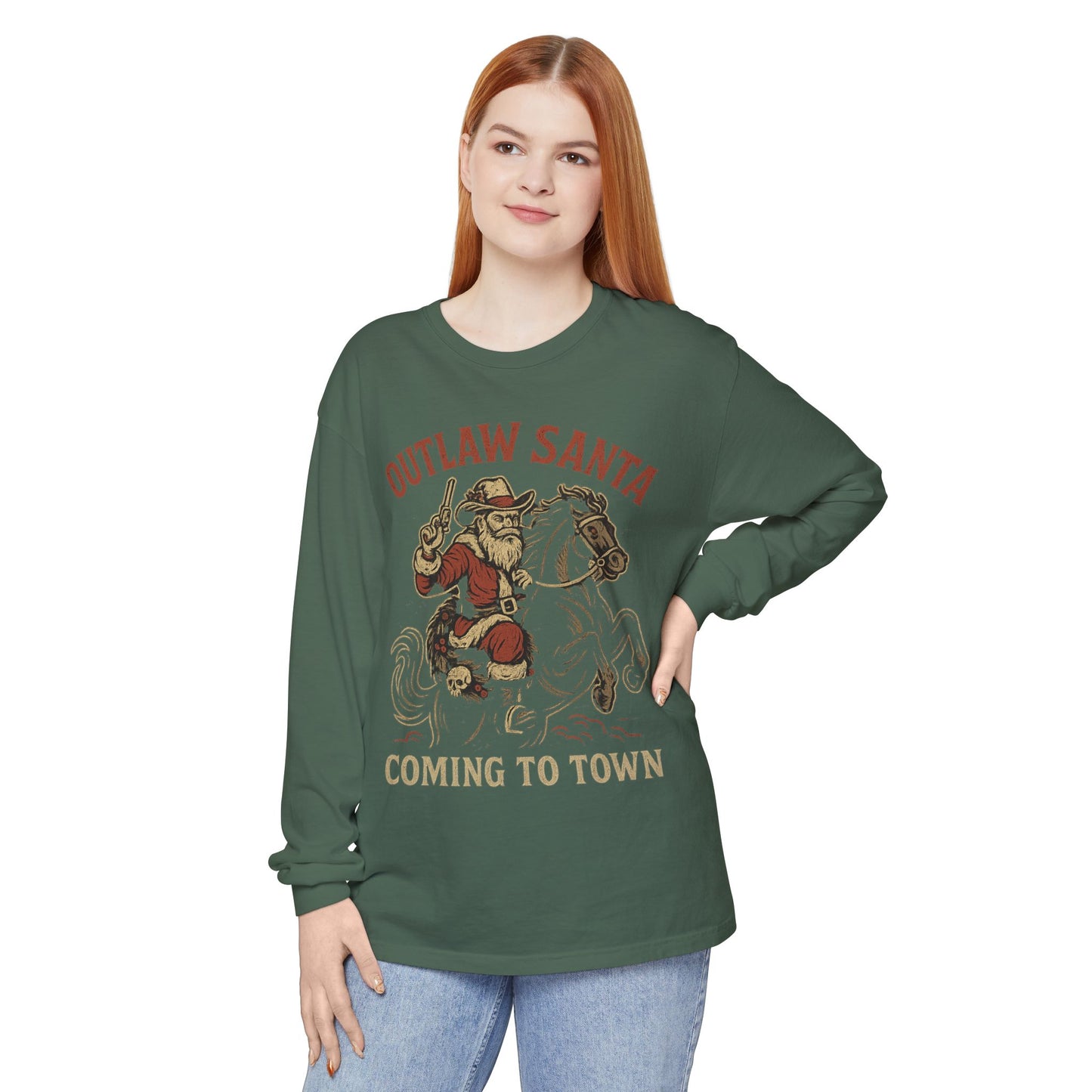 Silent Night in Outlaw Heaven – Western Christmas Long Sleeve Tee