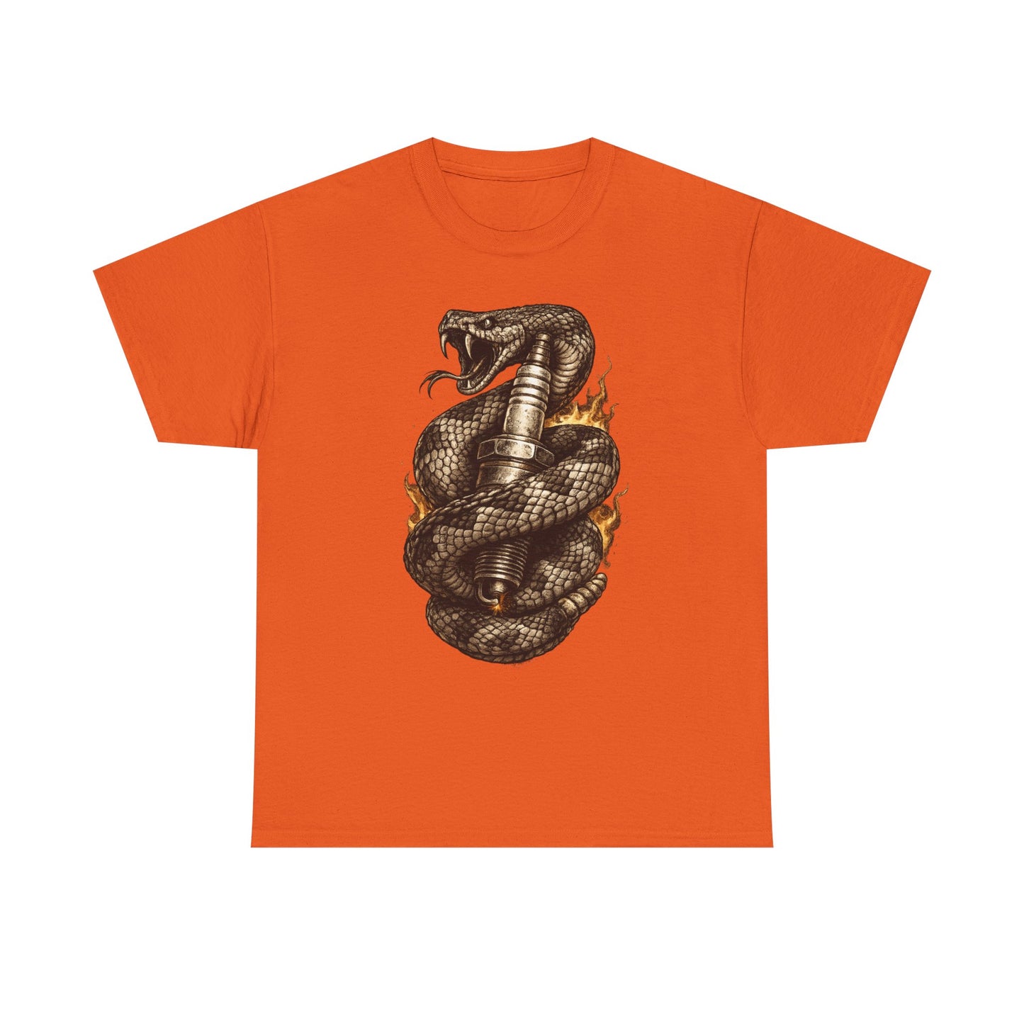 Snake & Spark T-Shirt | Rattlesnake and Spark Plug Graphic