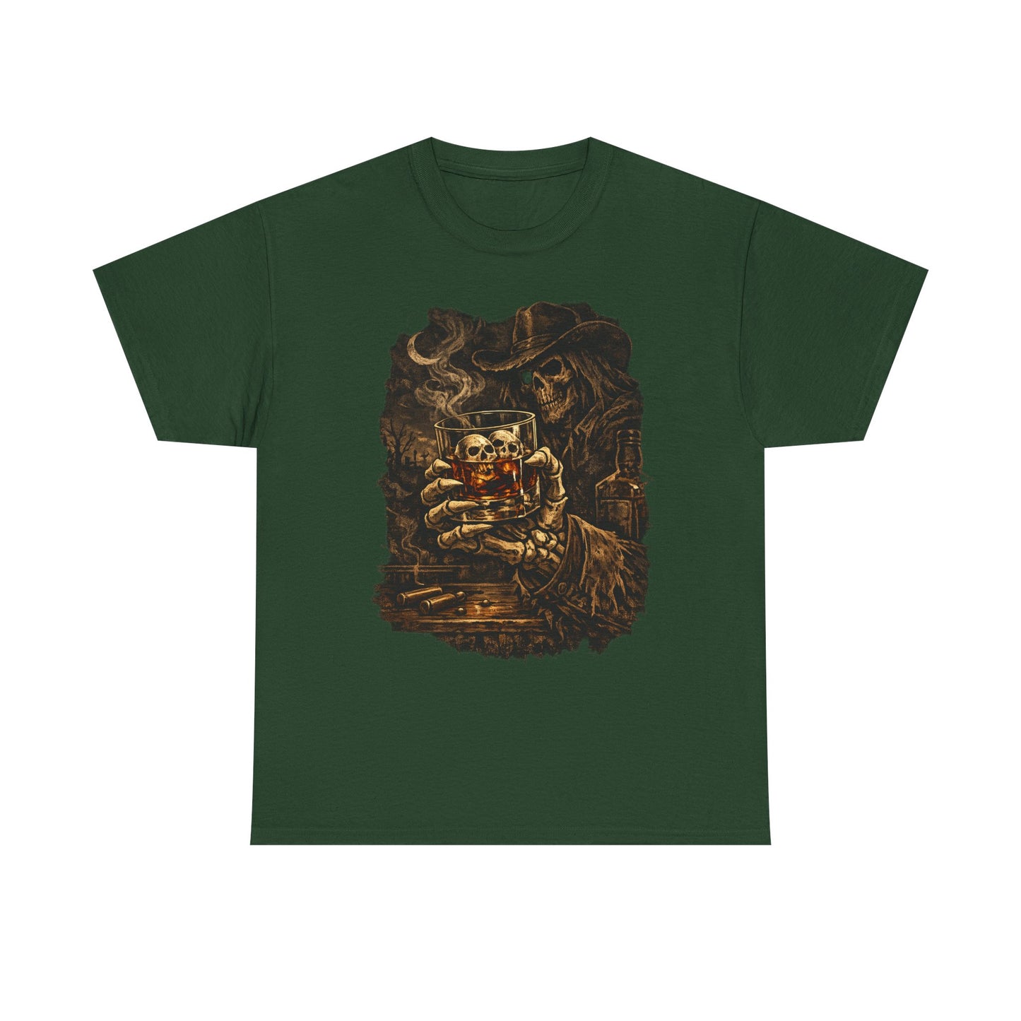 Skull Collector T-Shirt | Dark Western Skeleton Whiskey Design