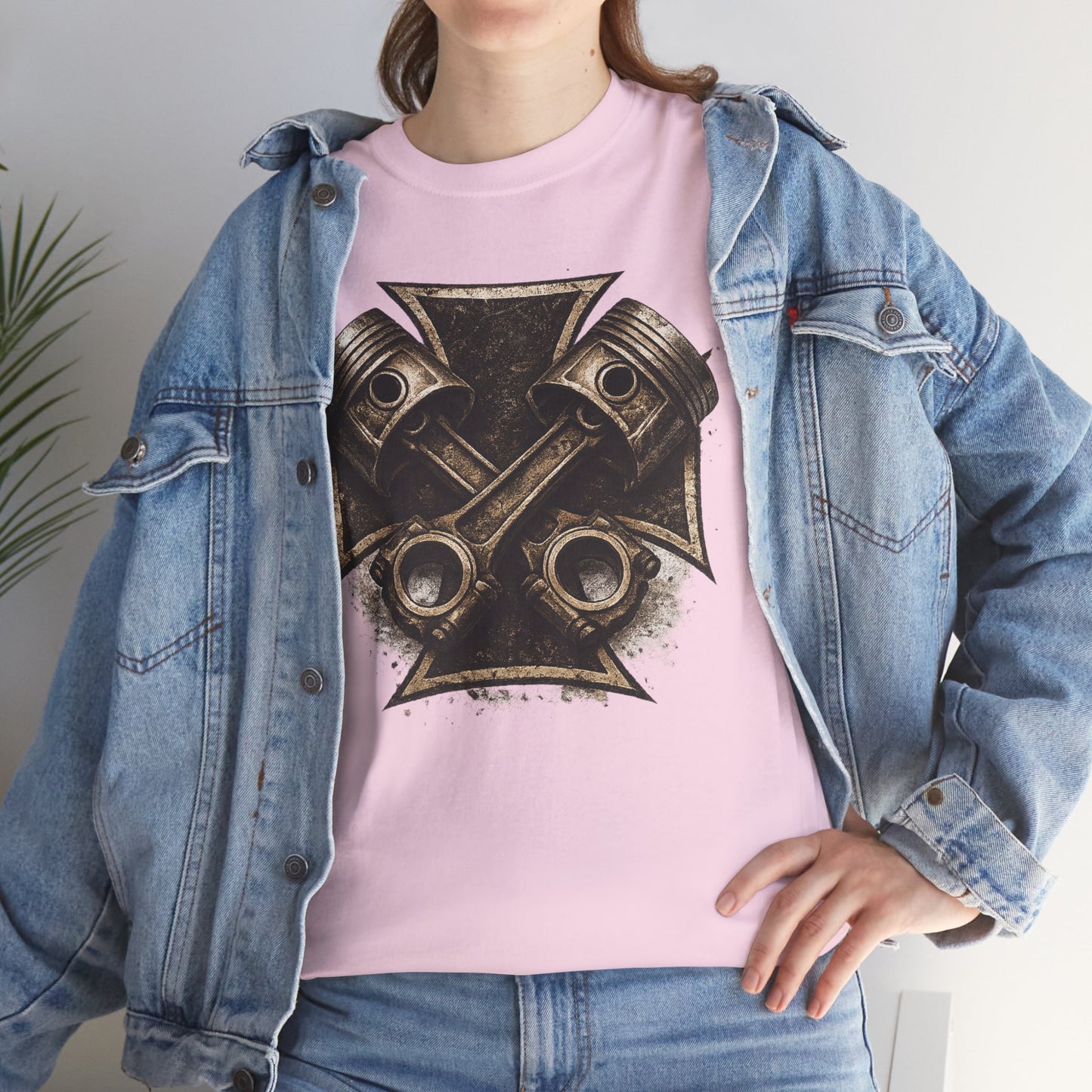 Iron Cross Pistons T-Shirt | Biker Garage Engine Graphic