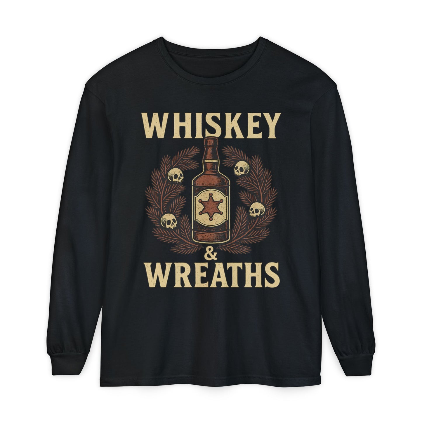 Whiskey & Wreaths – Outlaw Christmas Long Sleeve Tee