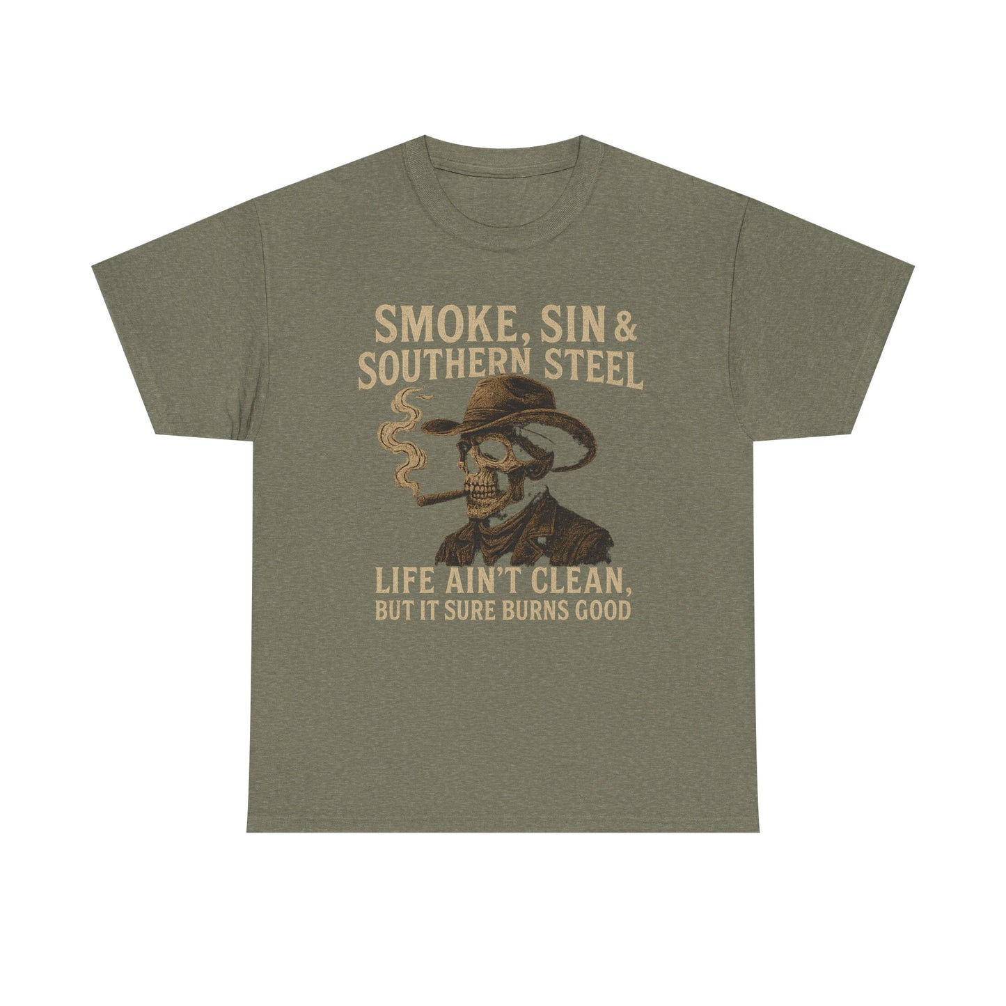 SMOKE, SIN & SOUTHERN STEEL - Unisex Heavy Cotton Tee