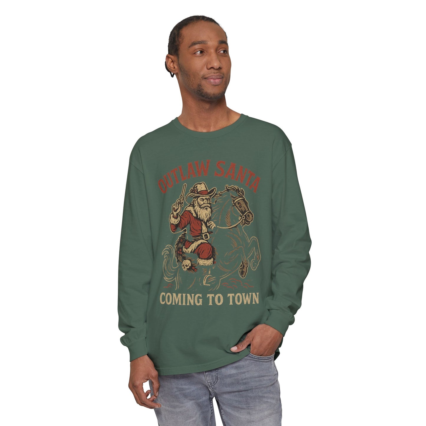 Silent Night in Outlaw Heaven – Western Christmas Long Sleeve Tee