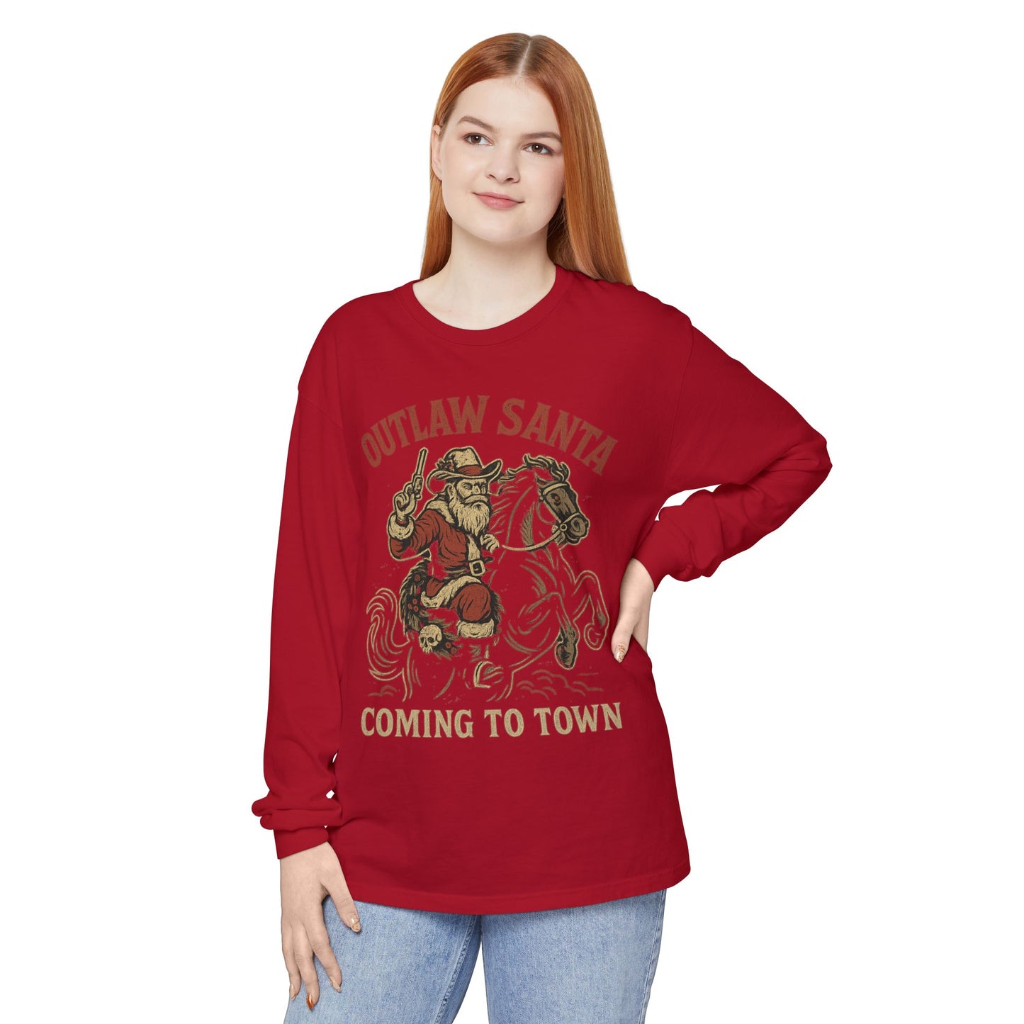 Silent Night in Outlaw Heaven – Western Christmas Long Sleeve Tee