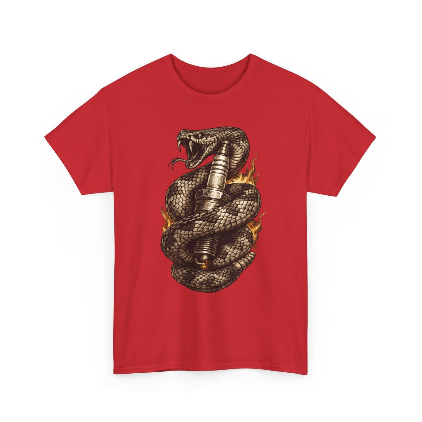 Snake & Spark T-Shirt | Rattlesnake and Spark Plug Graphic