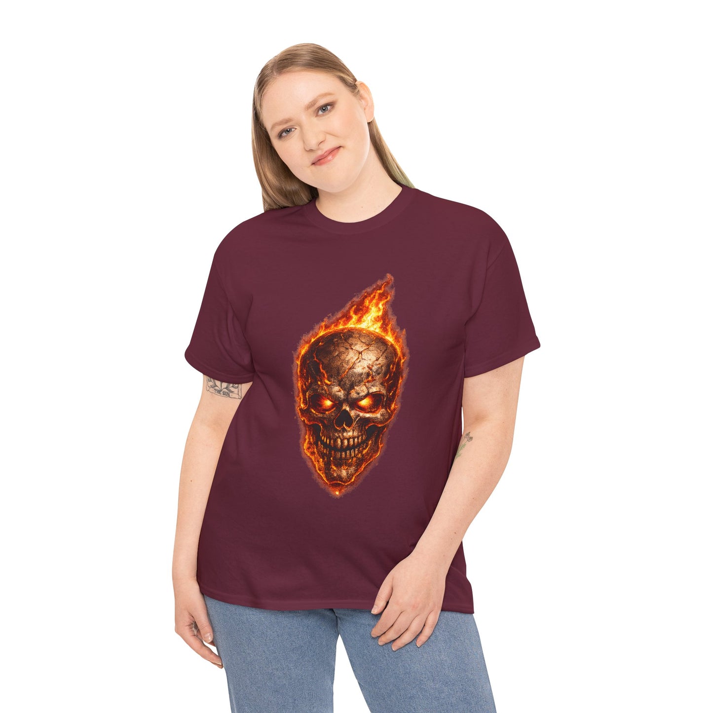 Forge Skull T-Shirt | Molten Skull Fire Metal Graphic