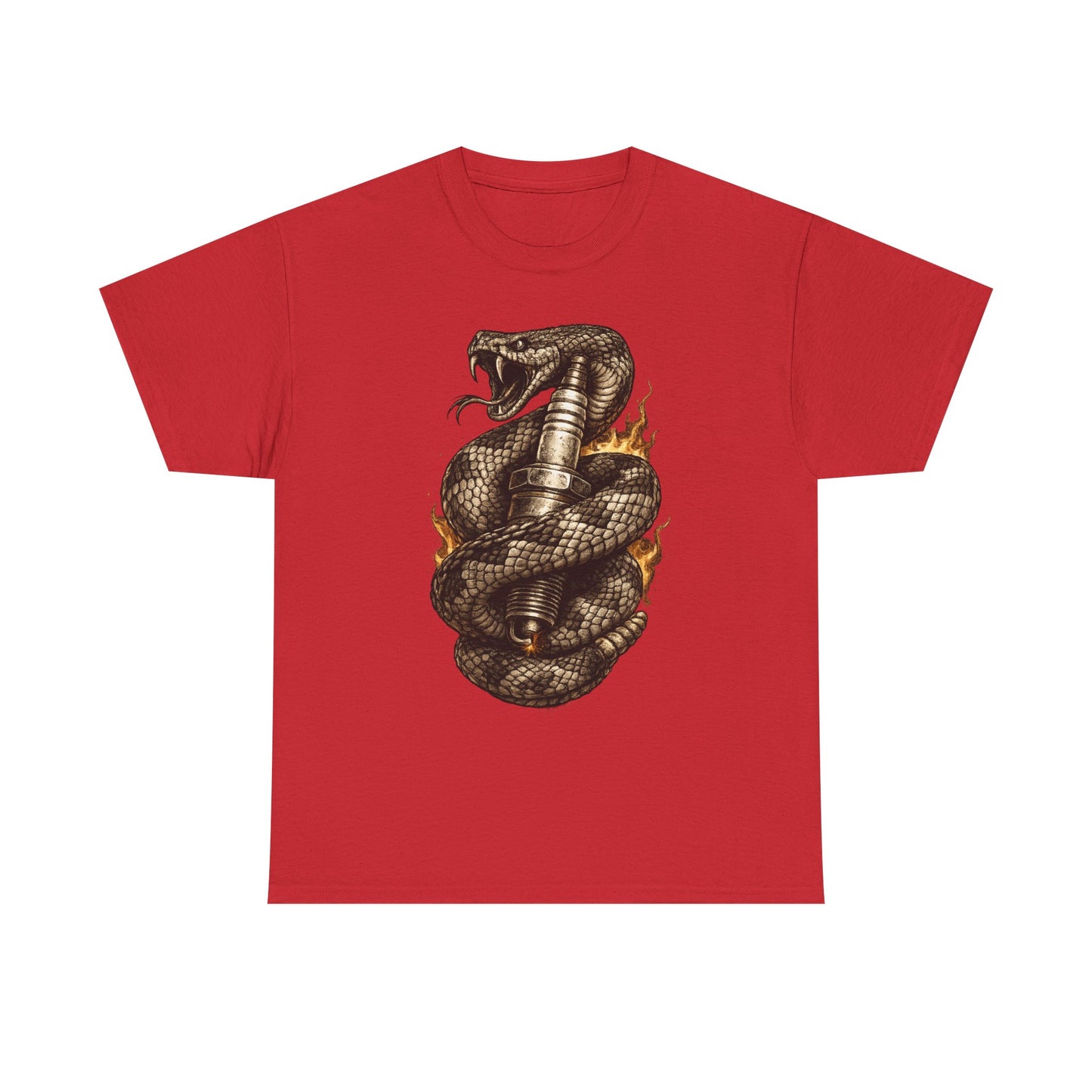 Snake & Spark T-Shirt | Rattlesnake and Spark Plug Graphic