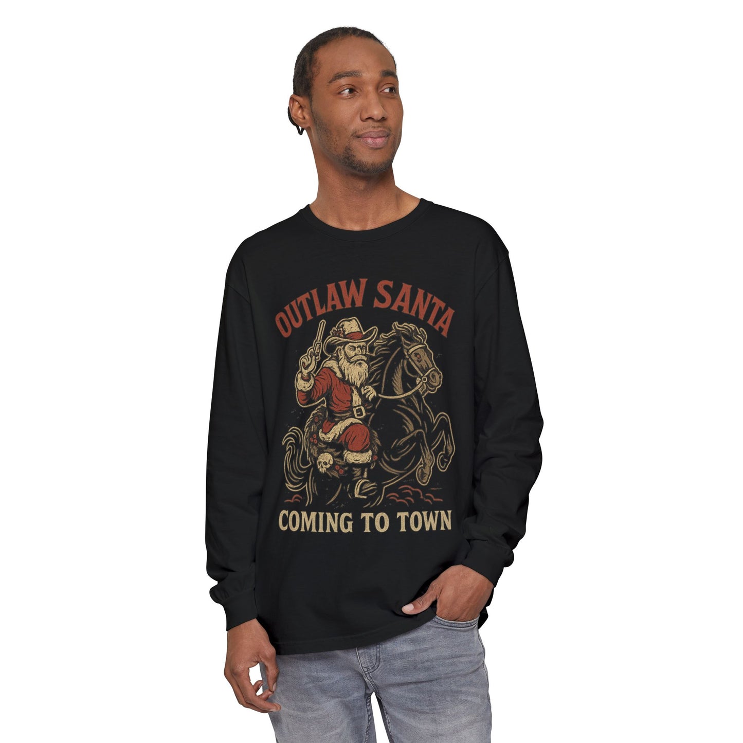 Silent Night in Outlaw Heaven – Western Christmas Long Sleeve Tee