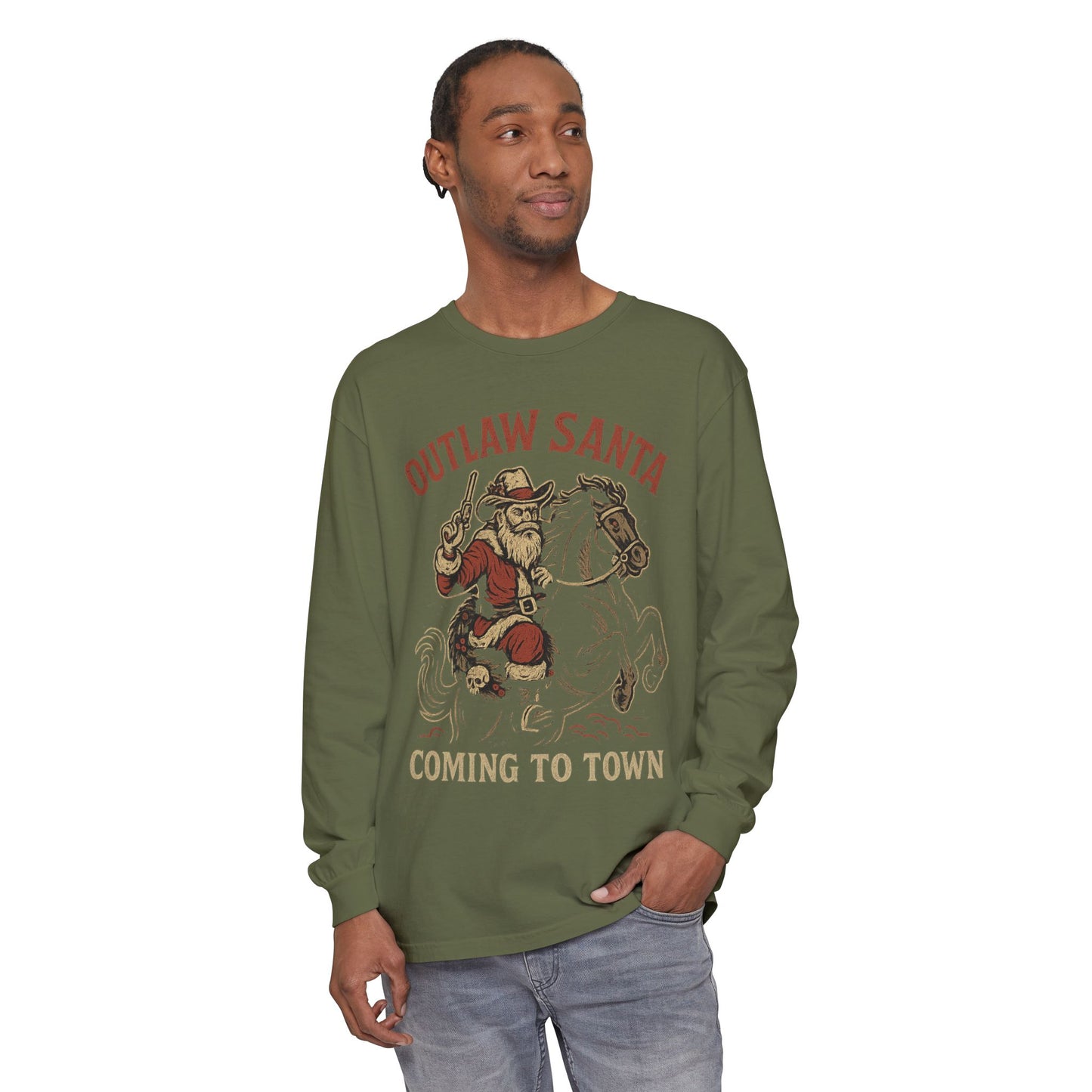 Silent Night in Outlaw Heaven – Western Christmas Long Sleeve Tee