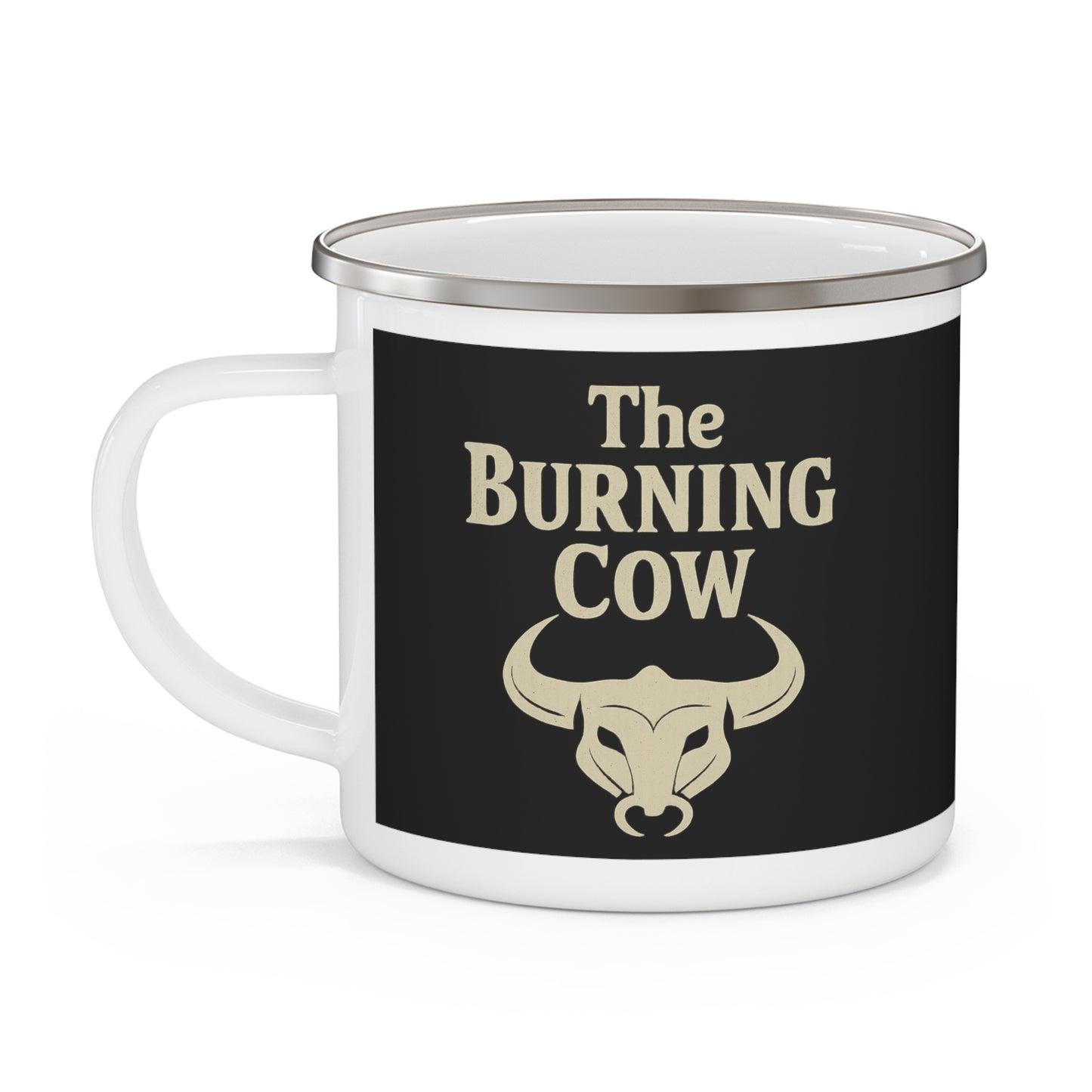 The Burning Cow – Enamel Camping Mug