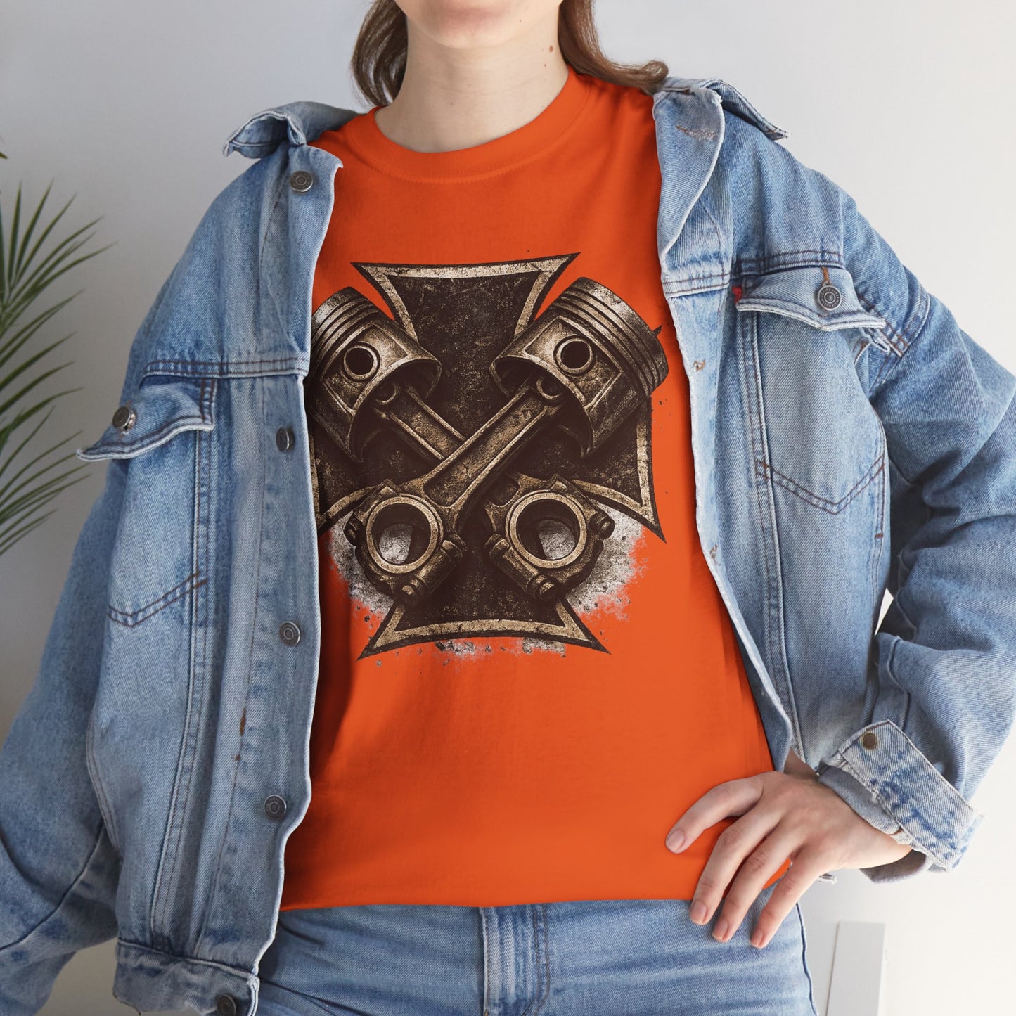 Iron Cross Pistons T-Shirt | Biker Garage Engine Graphic