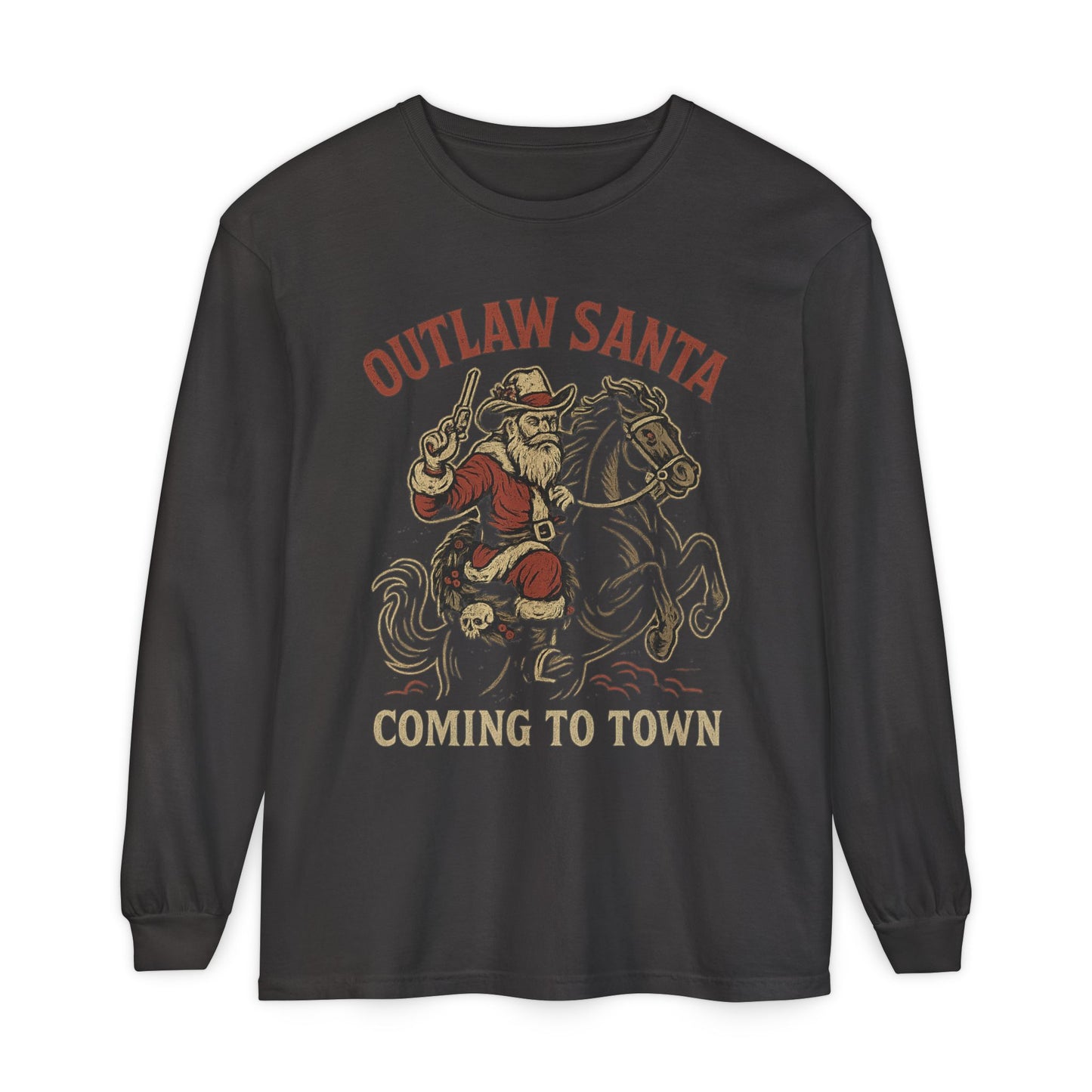 Silent Night in Outlaw Heaven – Western Christmas Long Sleeve Tee