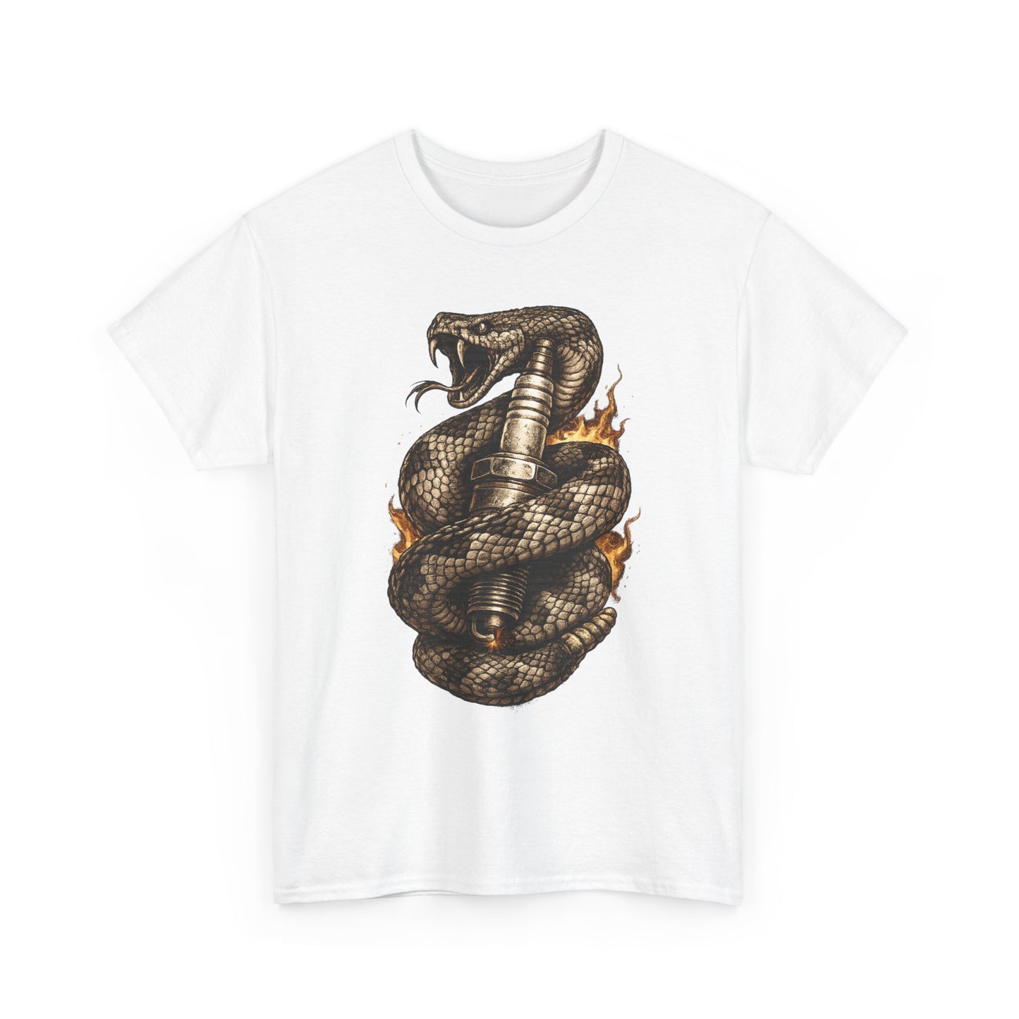 Snake & Spark T-Shirt | Rattlesnake and Spark Plug Graphic
