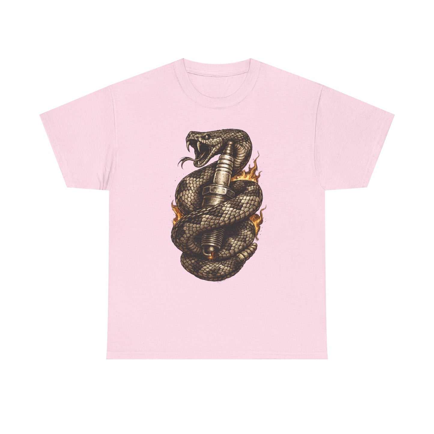 Snake & Spark T-Shirt | Rattlesnake and Spark Plug Graphic