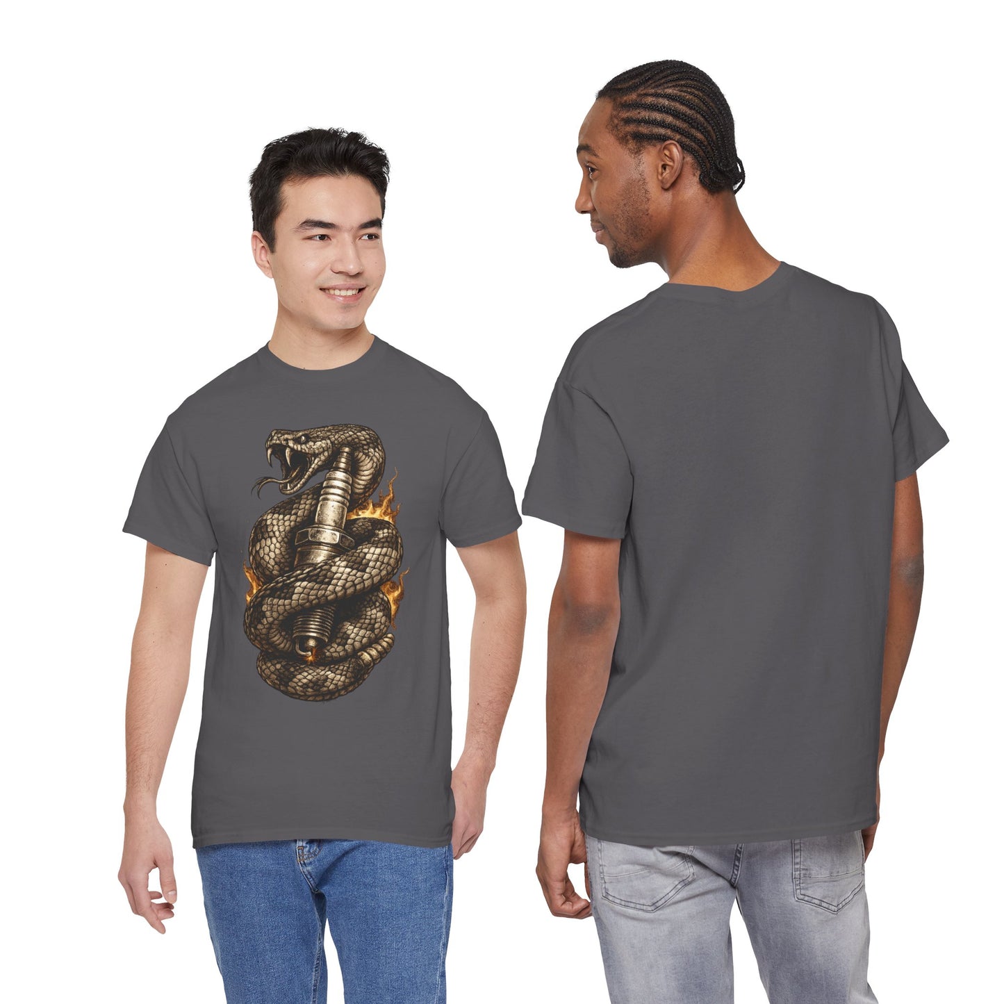 Snake & Spark T-Shirt | Rattlesnake and Spark Plug Graphic