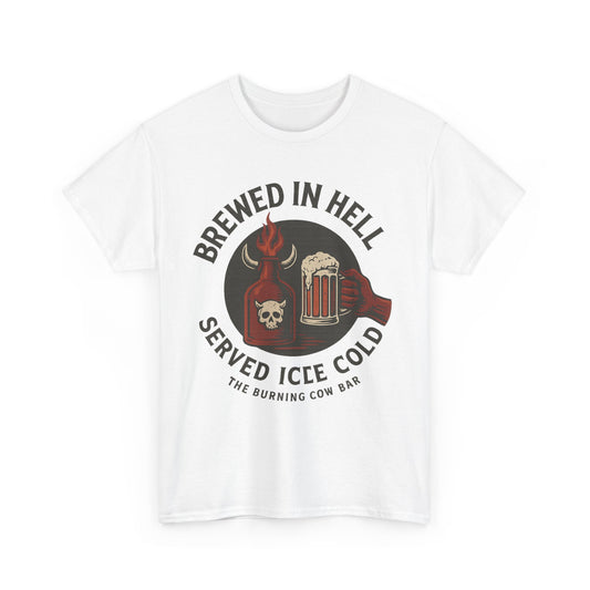 🔥🍺 Brewed in Hell – Served Ice Cold- Unisex Heavy Cotton Tee