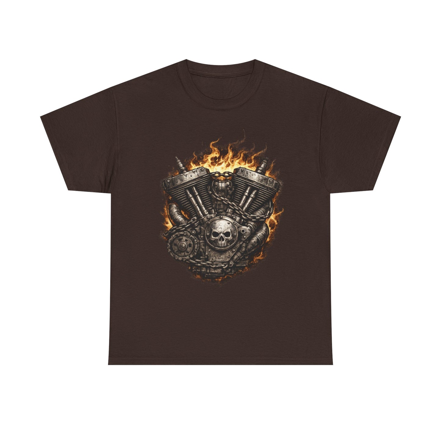 Hellbound Engine T-Shirt | Flaming V-Twin Motorcycle Graphic