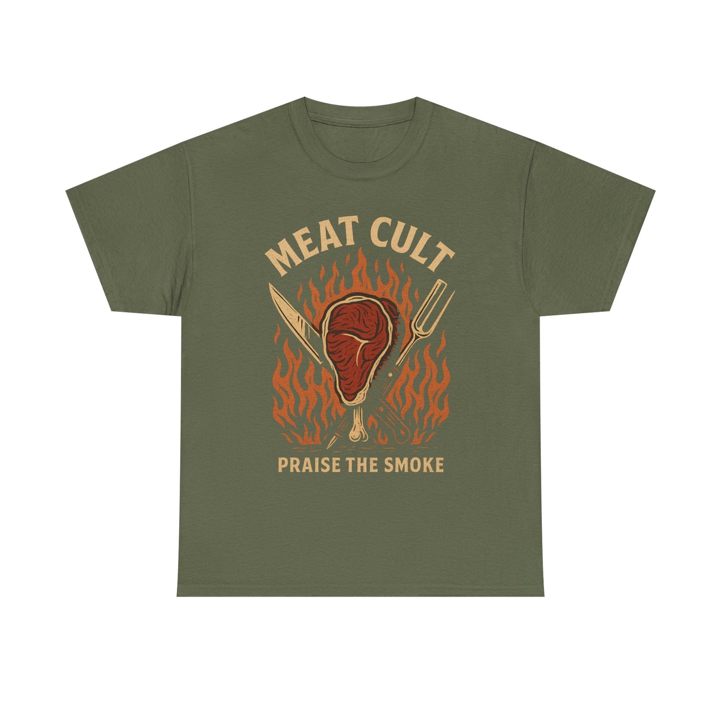 Meat Cult – Praise the Smoke | Outlaw BBQ T-Shirt