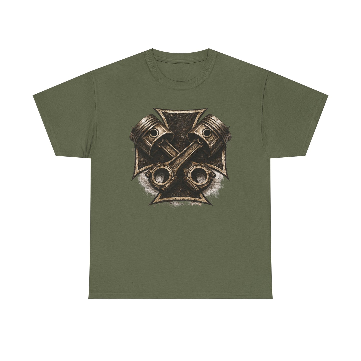 Iron Cross Pistons T-Shirt | Biker Garage Engine Graphic