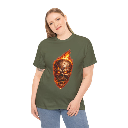 Forge Skull T-Shirt | Molten Skull Fire Metal Graphic