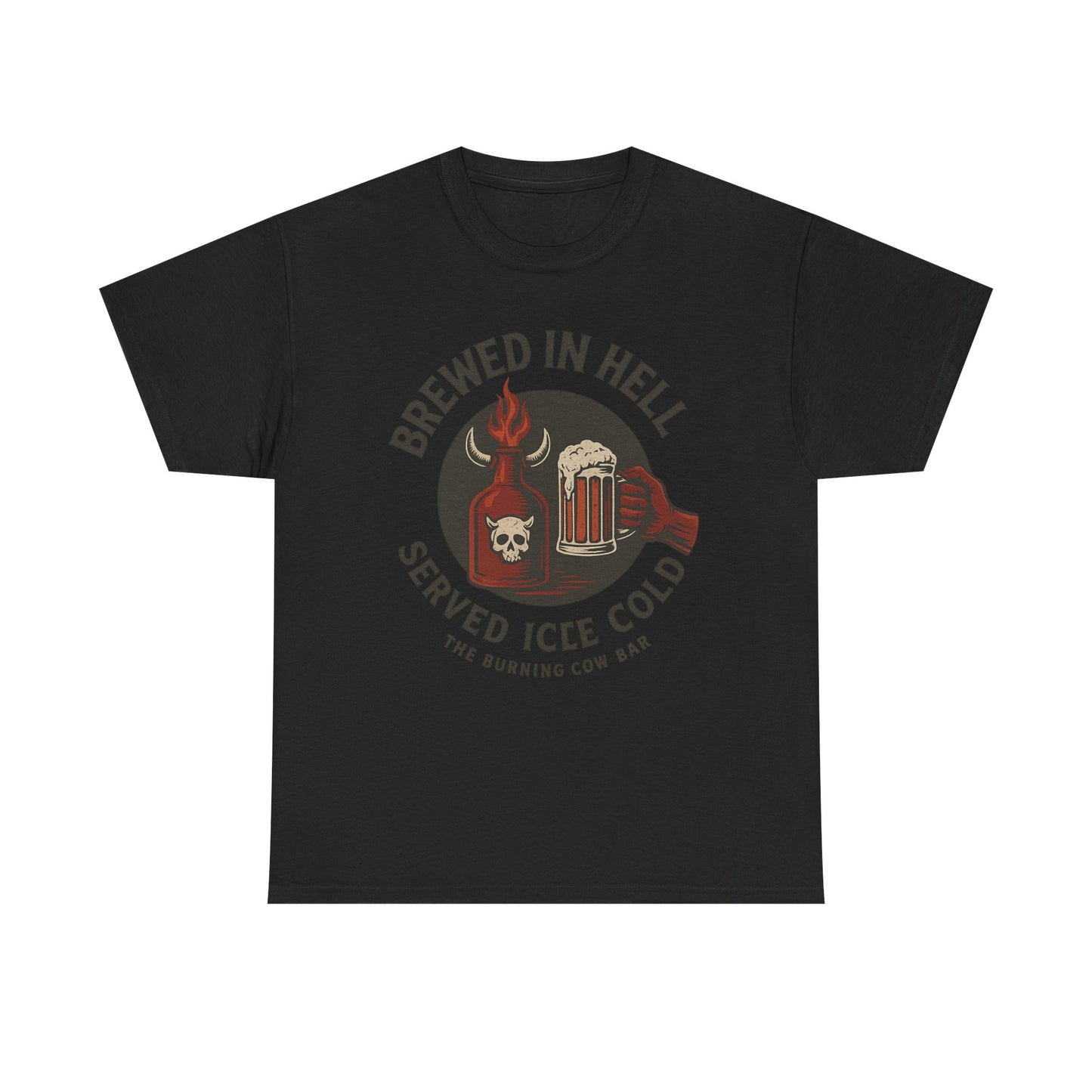 🔥🍺 Brewed in Hell – Served Ice Cold- Unisex Heavy Cotton Tee