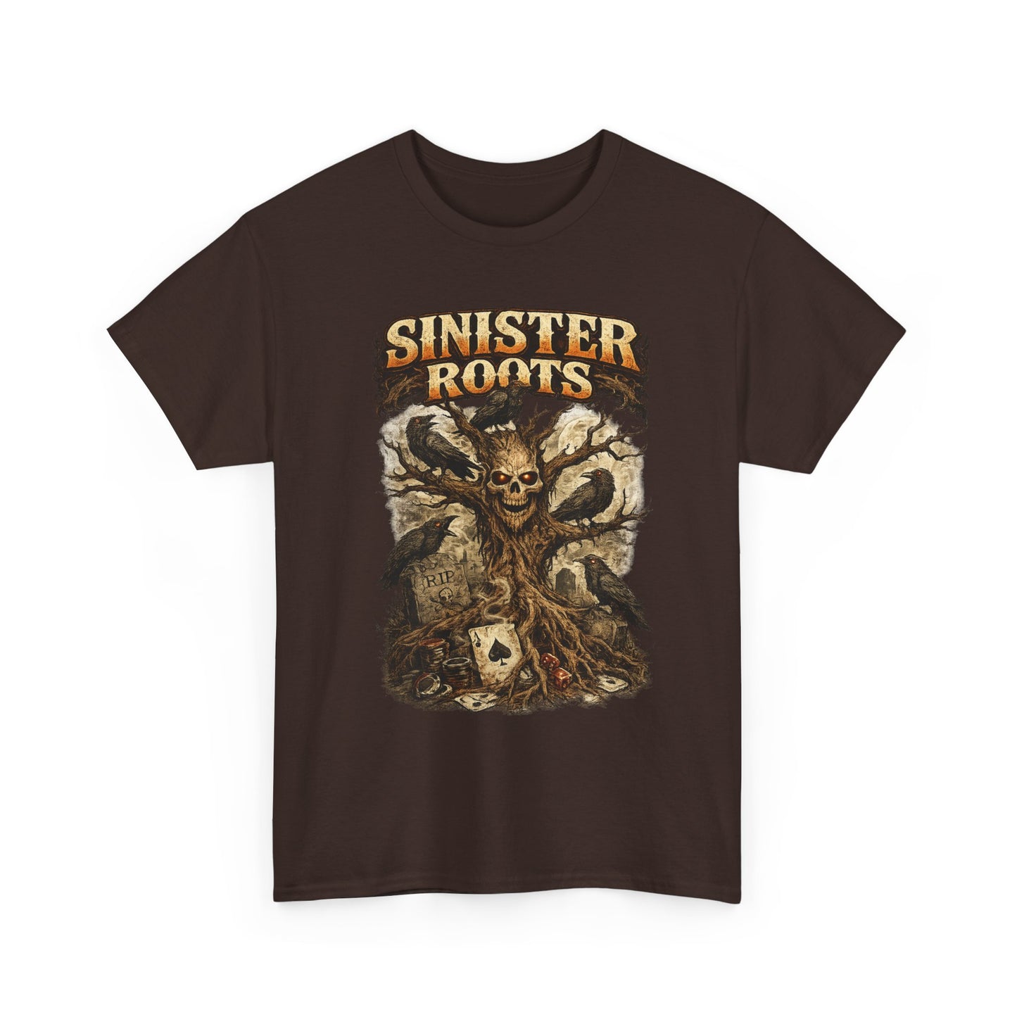 Sinister Roots T-Shirt | Gothic Skull Tree Graphic Design