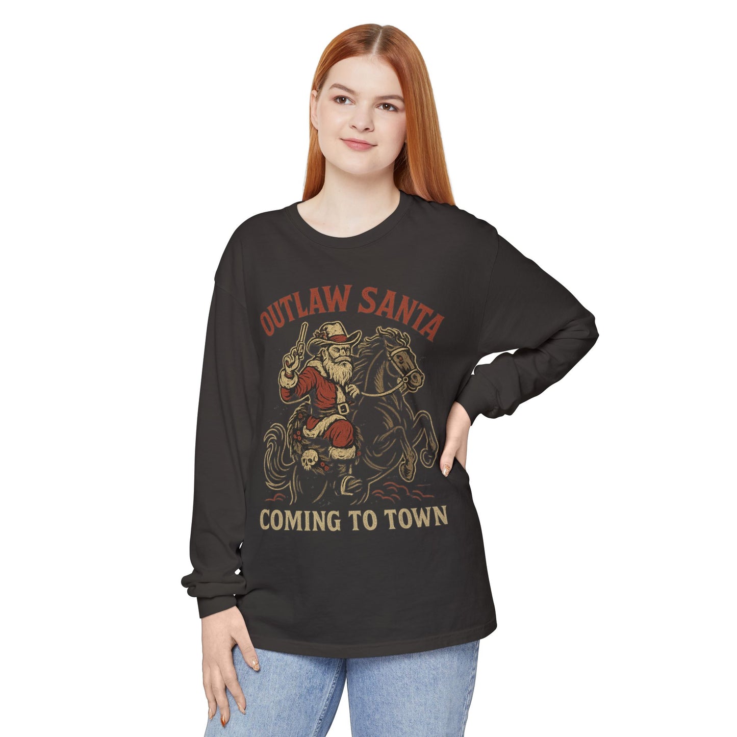 Silent Night in Outlaw Heaven – Western Christmas Long Sleeve Tee