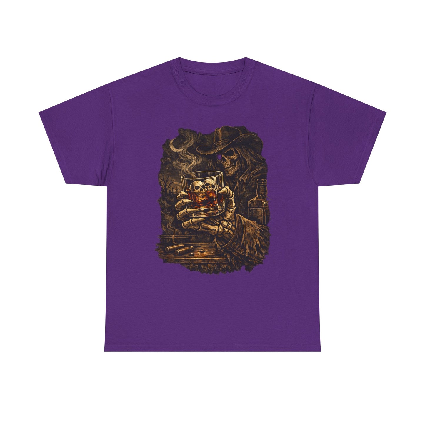 Skull Collector T-Shirt | Dark Western Skeleton Whiskey Design