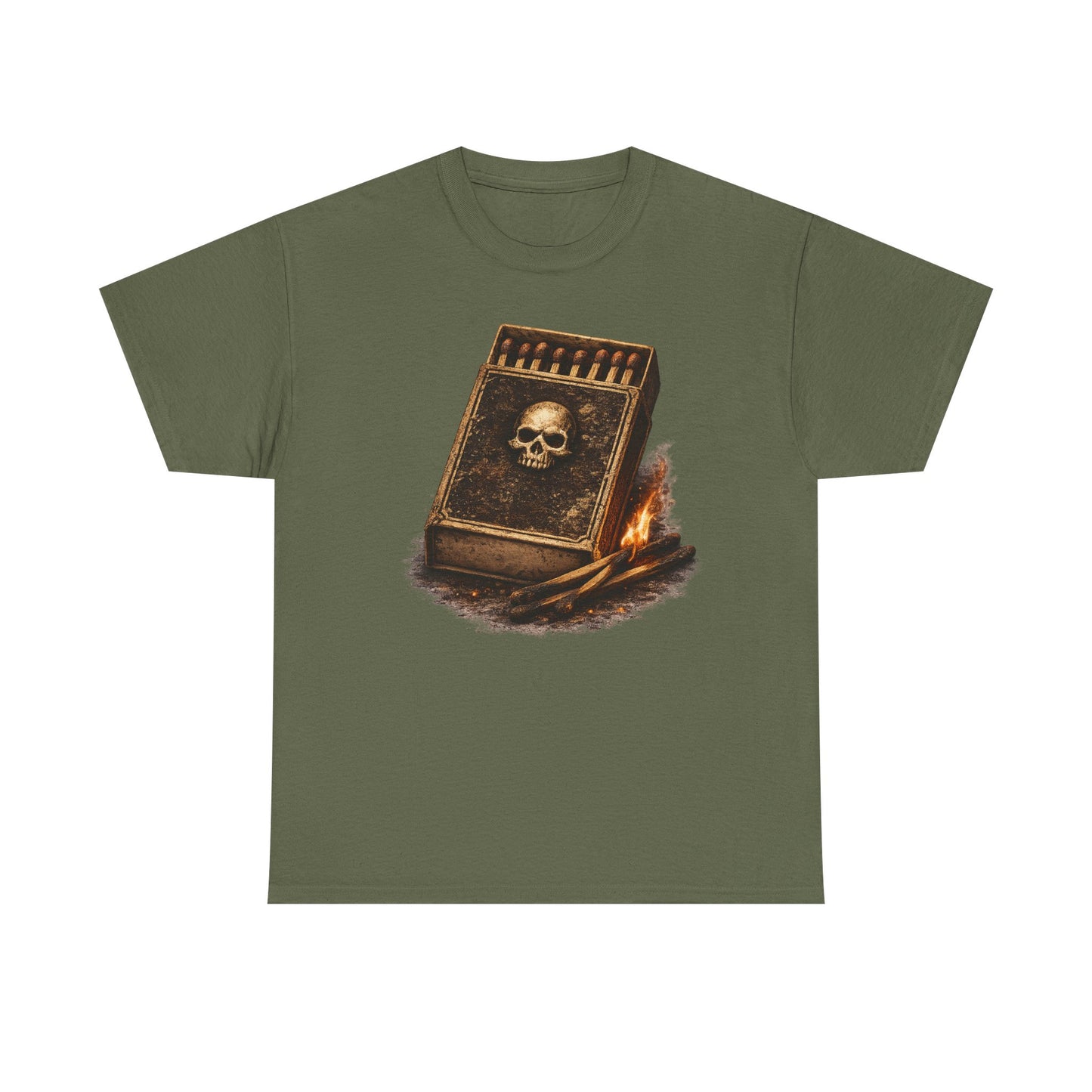 Outlaw Matchbox T-Shirt | Vintage Skull Matchbox Graphic