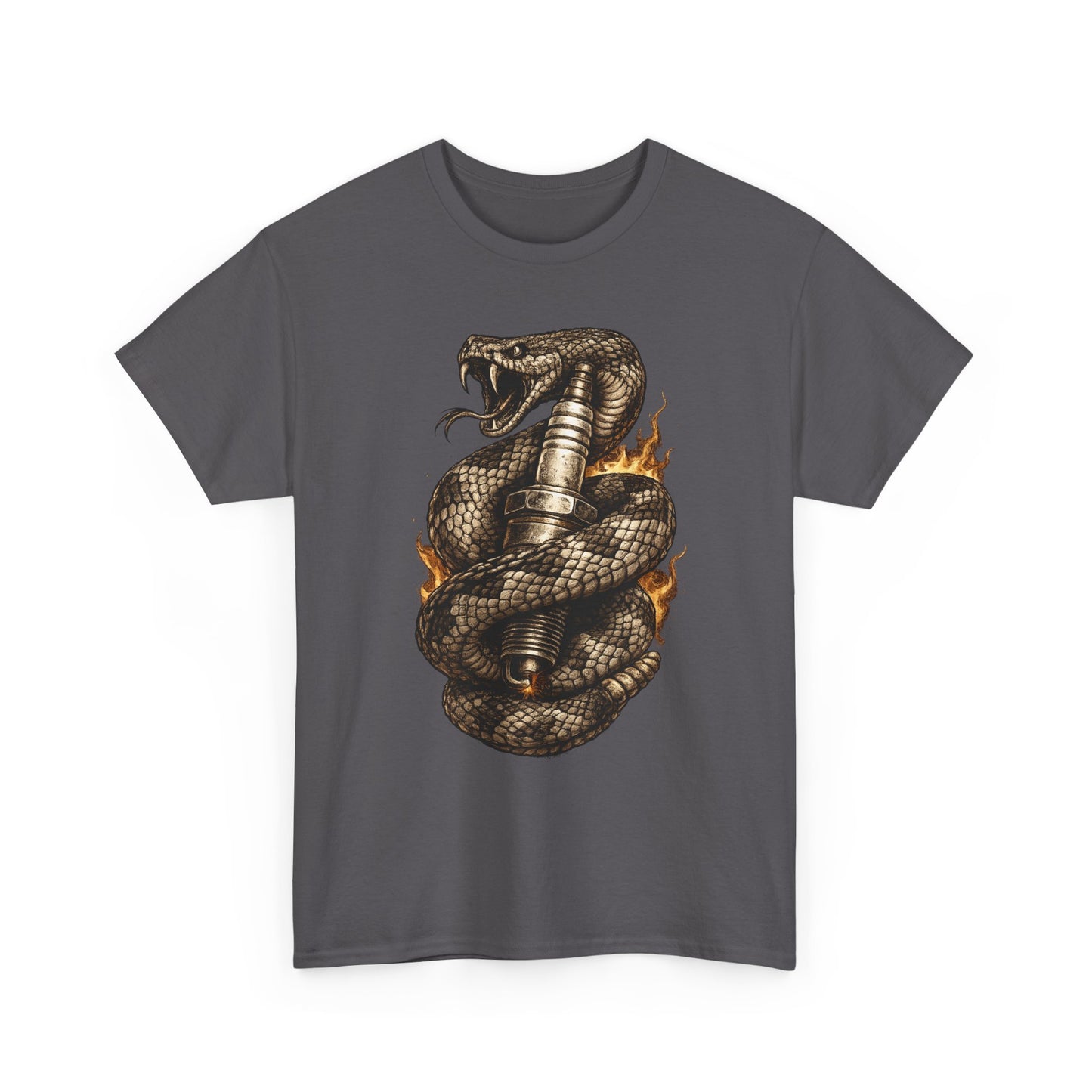 Snake & Spark T-Shirt | Rattlesnake and Spark Plug Graphic