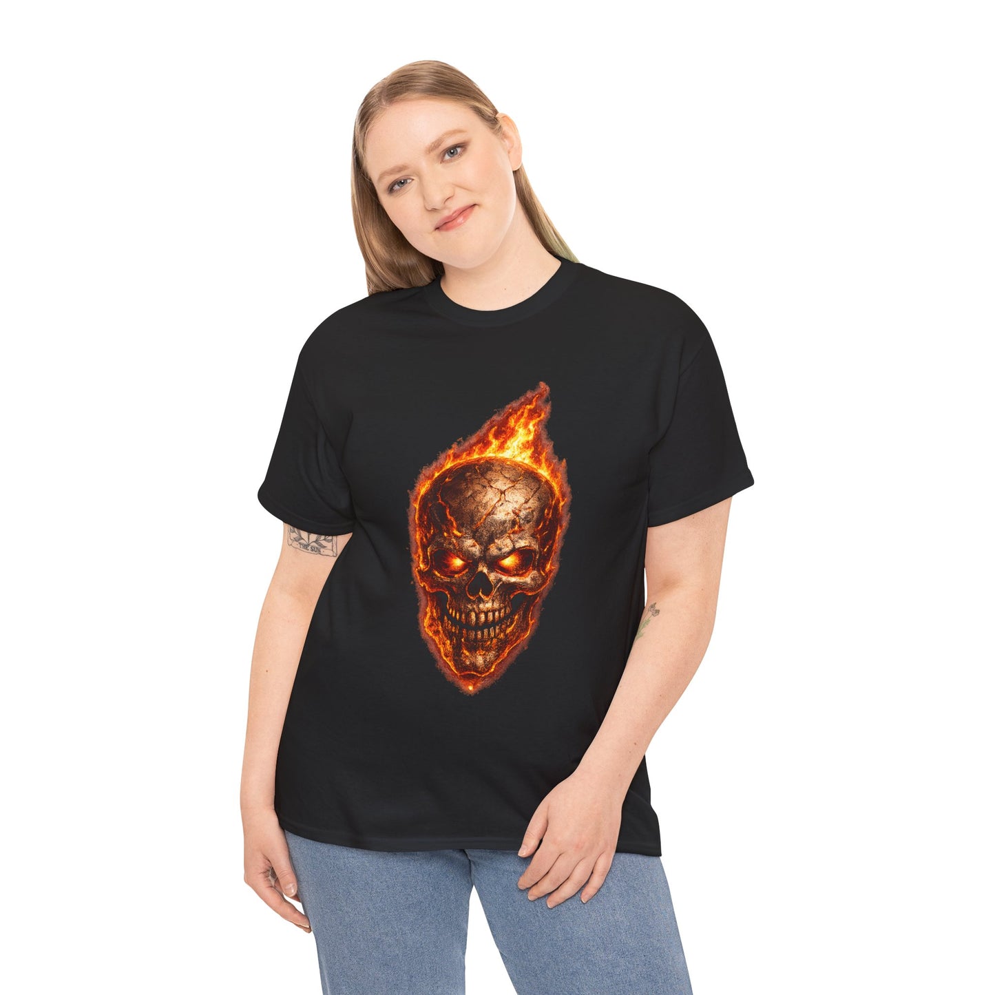 Forge Skull T-Shirt | Molten Skull Fire Metal Graphic