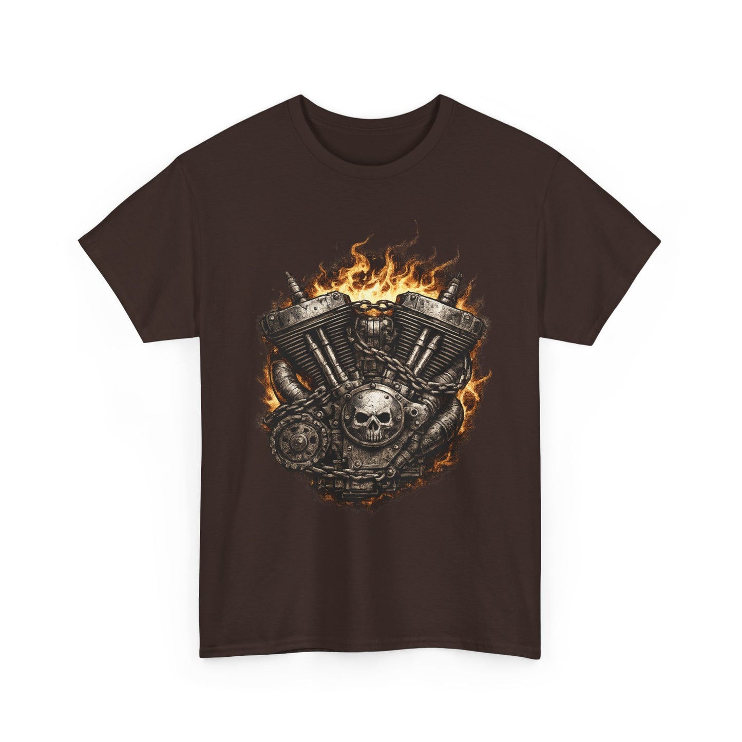 Hellbound Engine T-Shirt | Flaming V-Twin Motorcycle Graphic