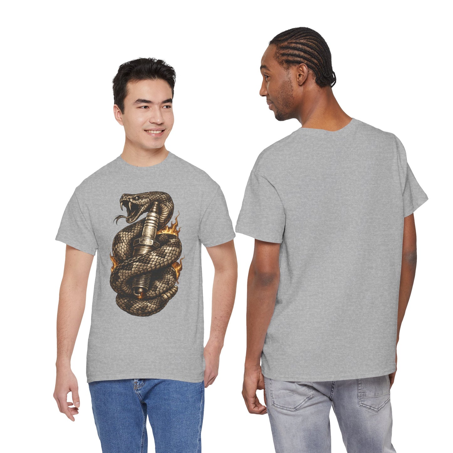 Snake & Spark T-Shirt | Rattlesnake and Spark Plug Graphic