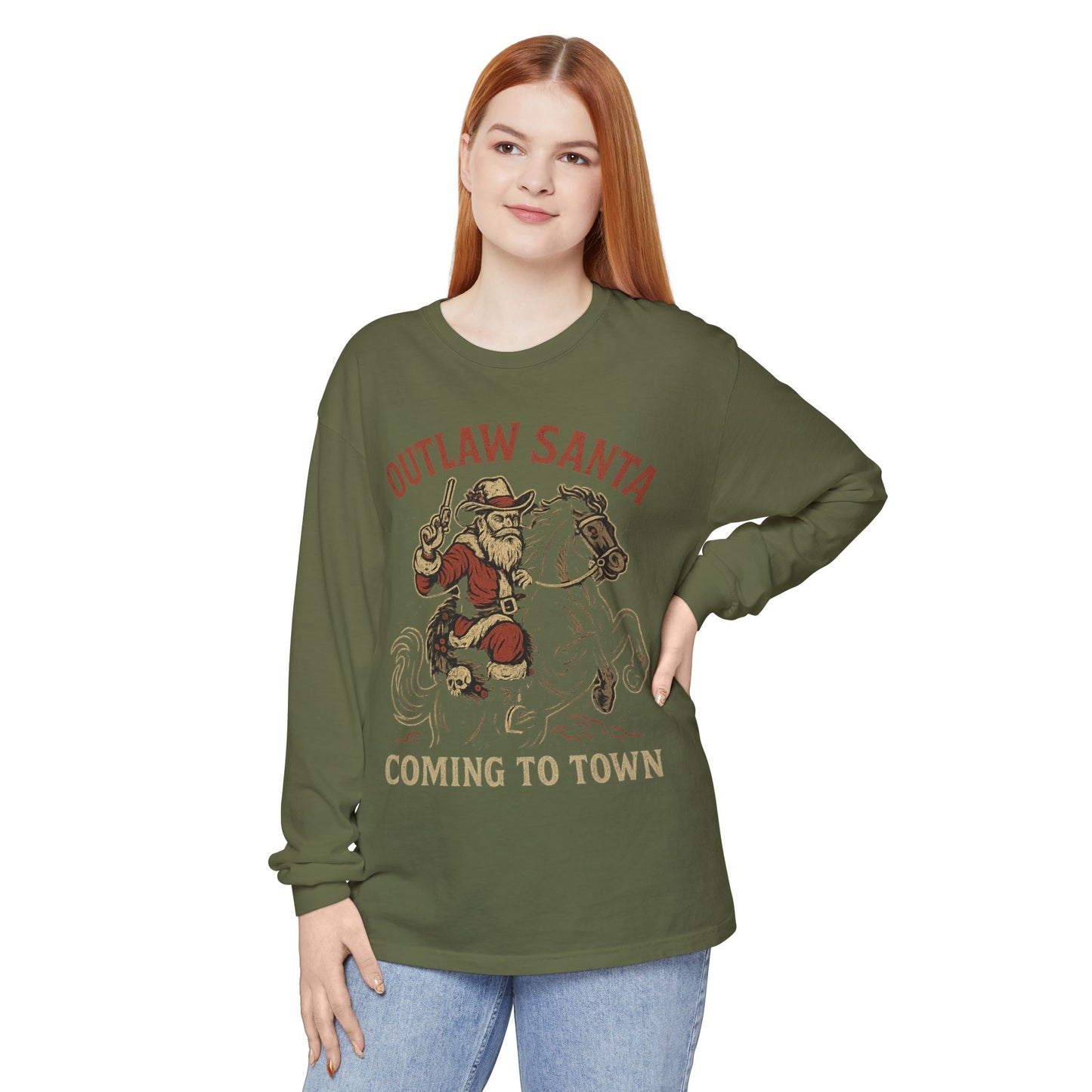 Silent Night in Outlaw Heaven – Western Christmas Long Sleeve Tee