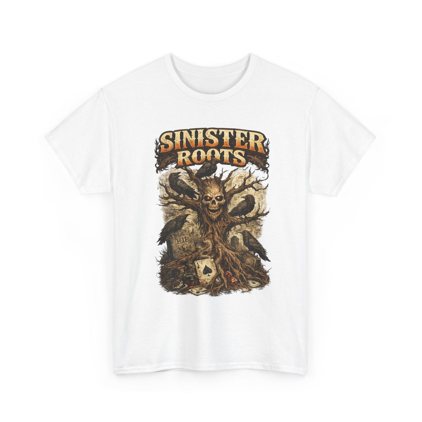 Sinister Roots T-Shirt | Gothic Skull Tree Graphic Design