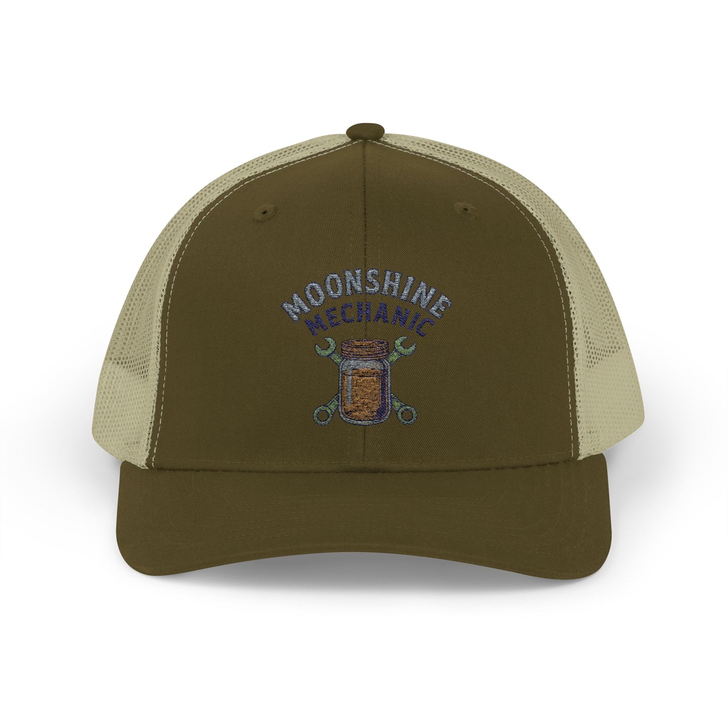 Moonshine Mechanic Trucker Cap – Fixing Problems One Jar at a Time