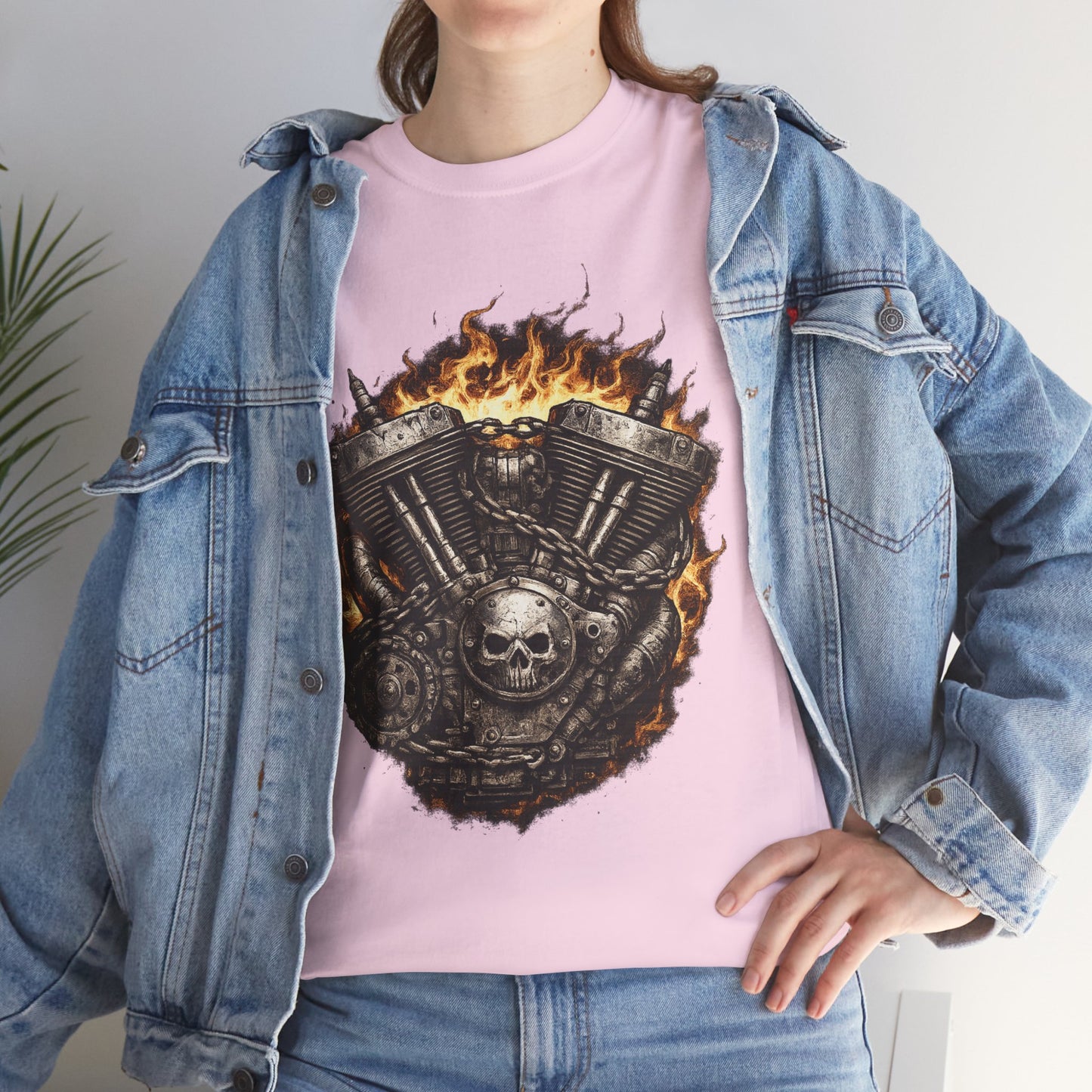 Hellbound Engine T-Shirt | Flaming V-Twin Motorcycle Graphic