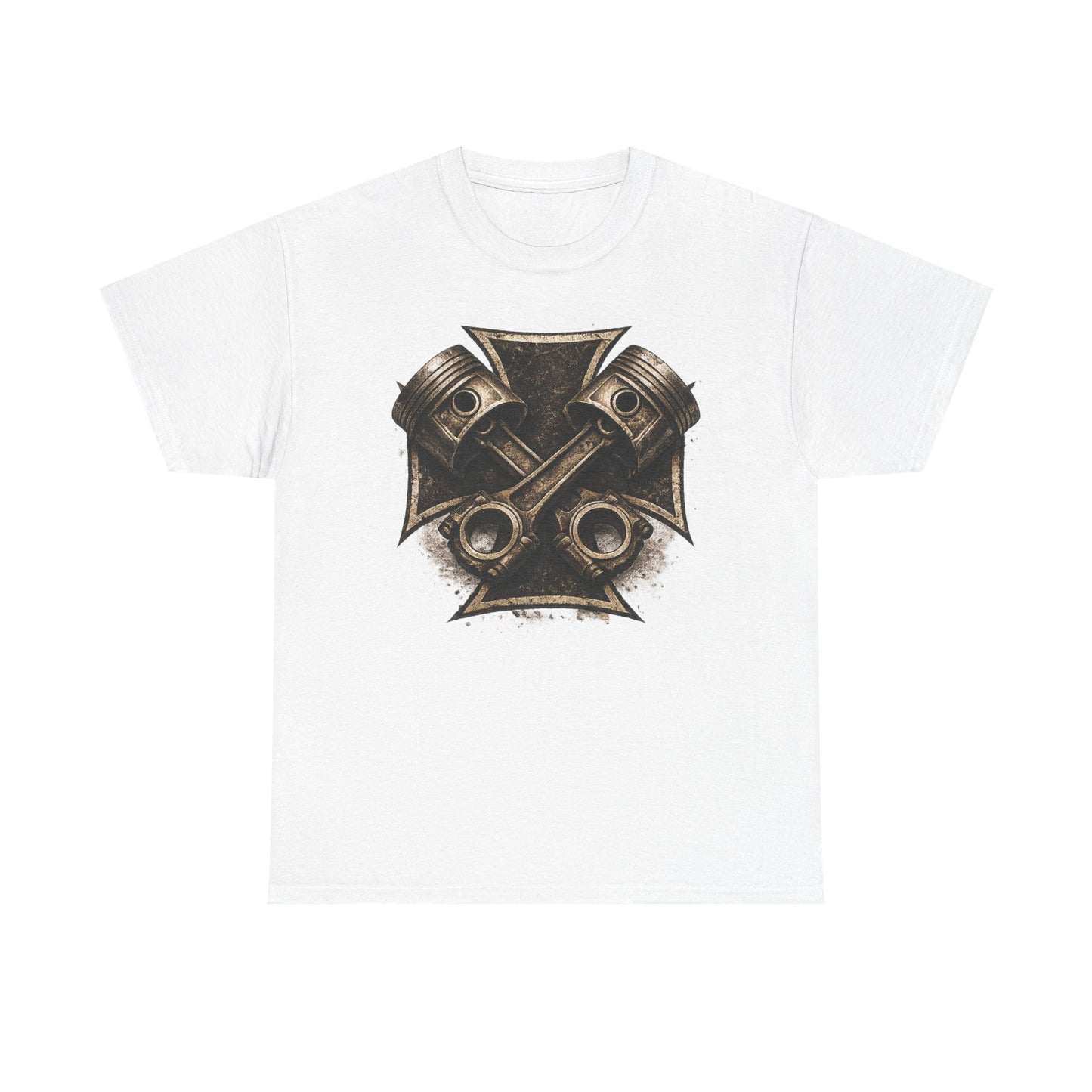 Iron Cross Pistons T-Shirt | Biker Garage Engine Graphic