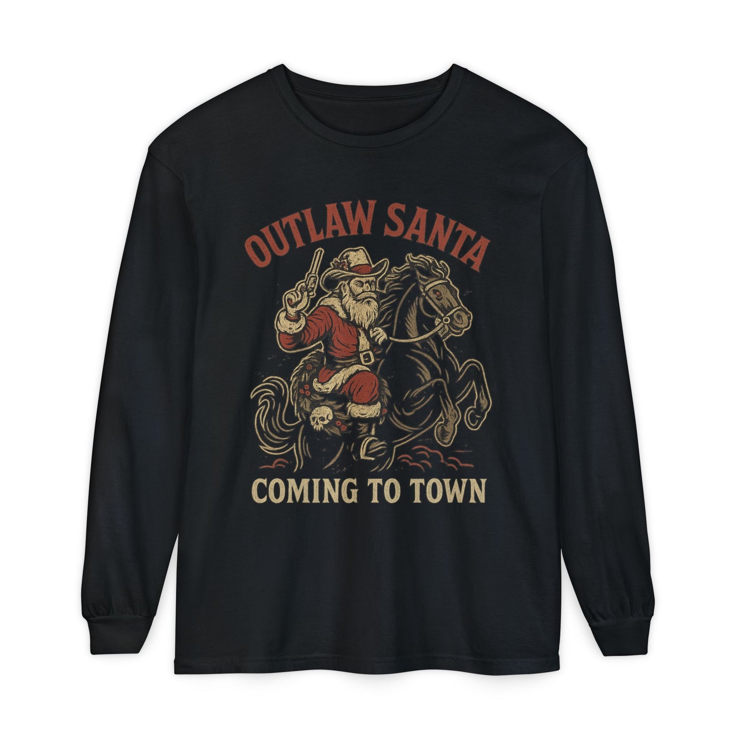 Silent Night in Outlaw Heaven – Western Christmas Long Sleeve Tee