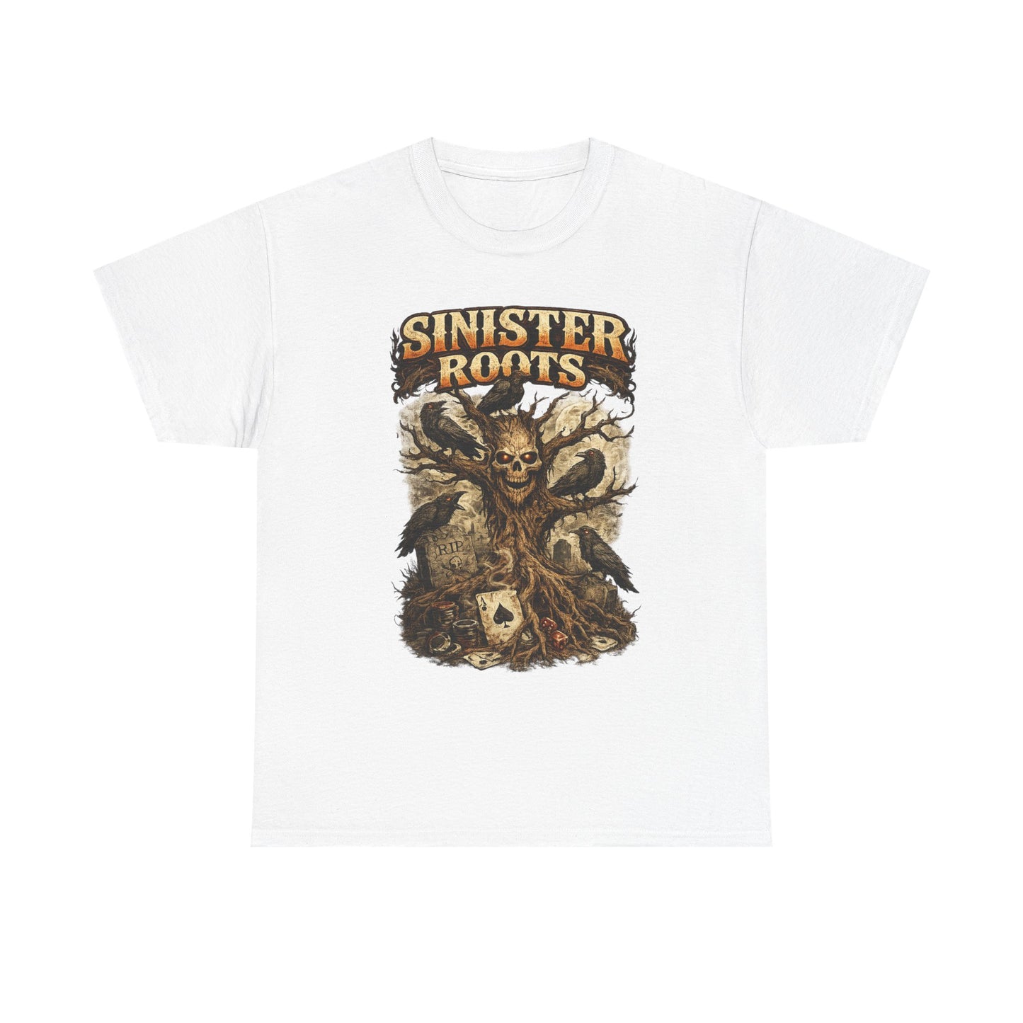 Sinister Roots T-Shirt | Gothic Skull Tree Graphic Design