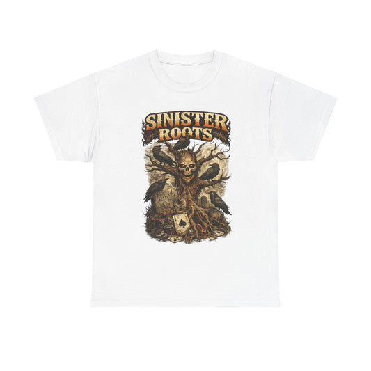 Sinister Roots T-Shirt | Gothic Skull Tree Graphic Design