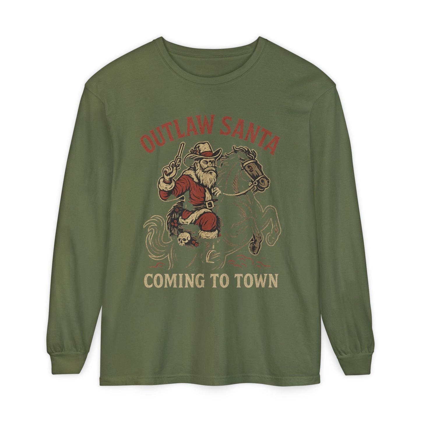 Silent Night in Outlaw Heaven – Western Christmas Long Sleeve Tee